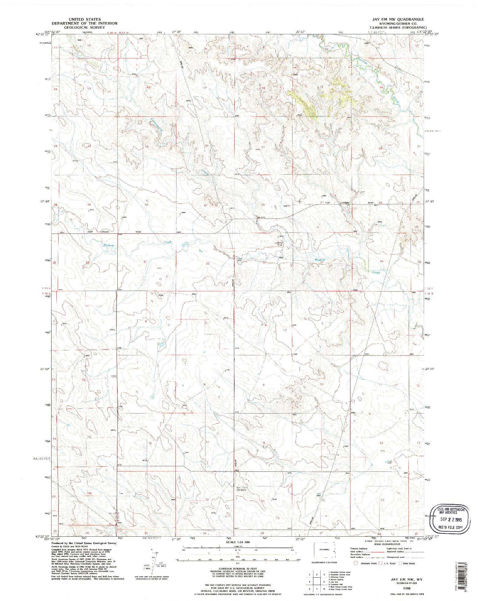 USGS 1:24000-SCALE QUADRANGLE FOR JAY EM NW, WY 1990