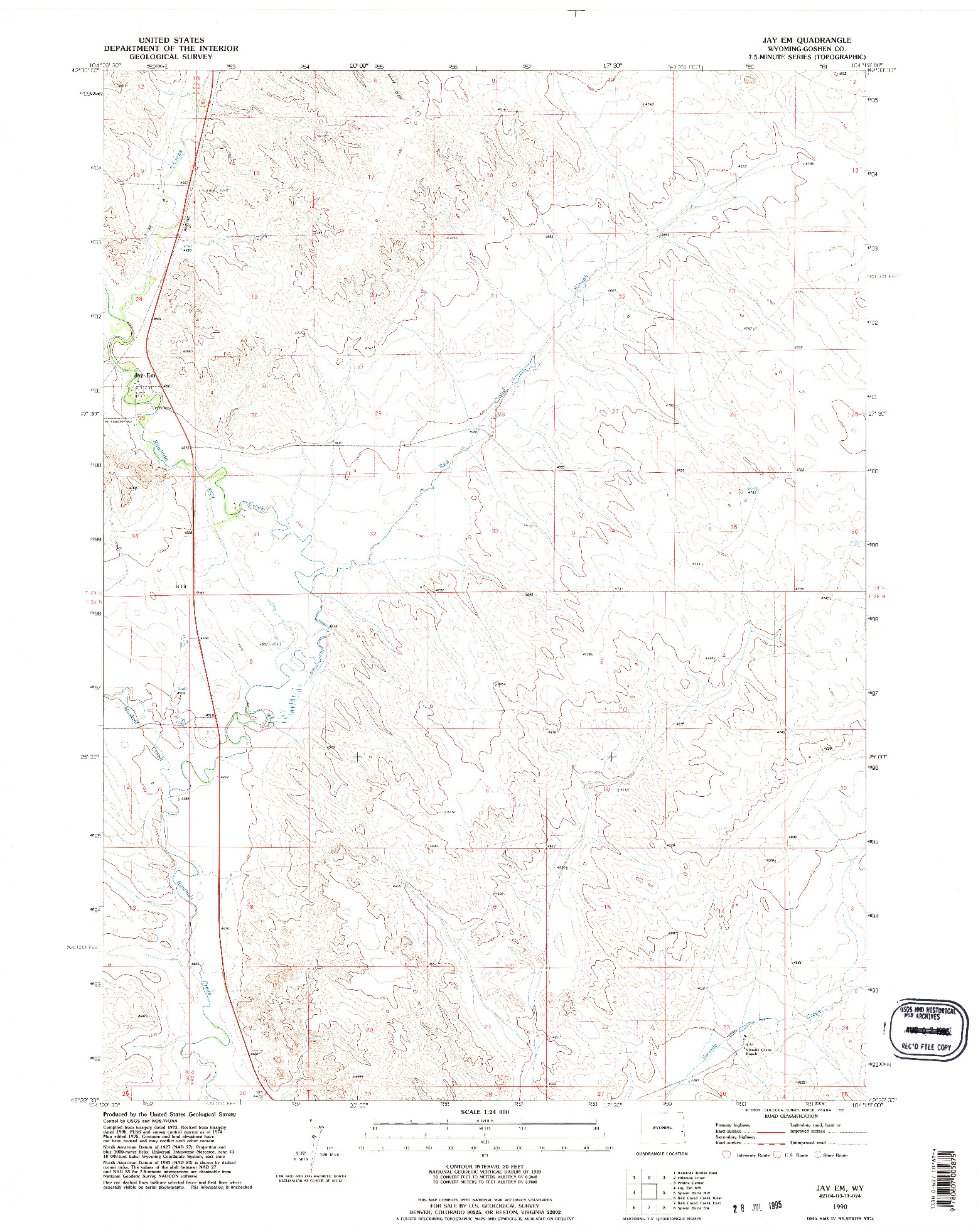 USGS 1:24000-SCALE QUADRANGLE FOR JAY EM, WY 1990