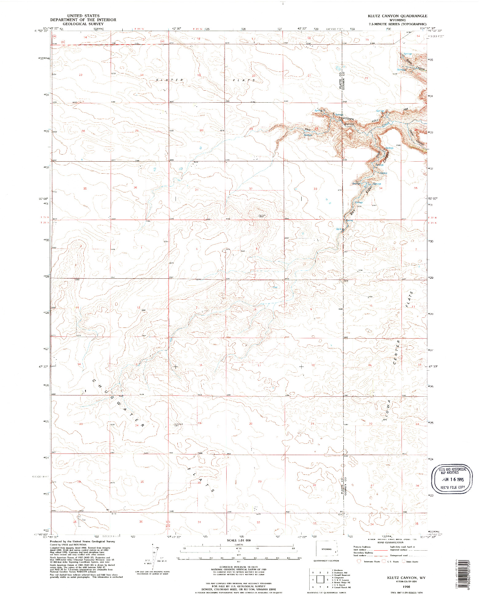 USGS 1:24000-SCALE QUADRANGLE FOR KLUTZ CANYON, WY 1990