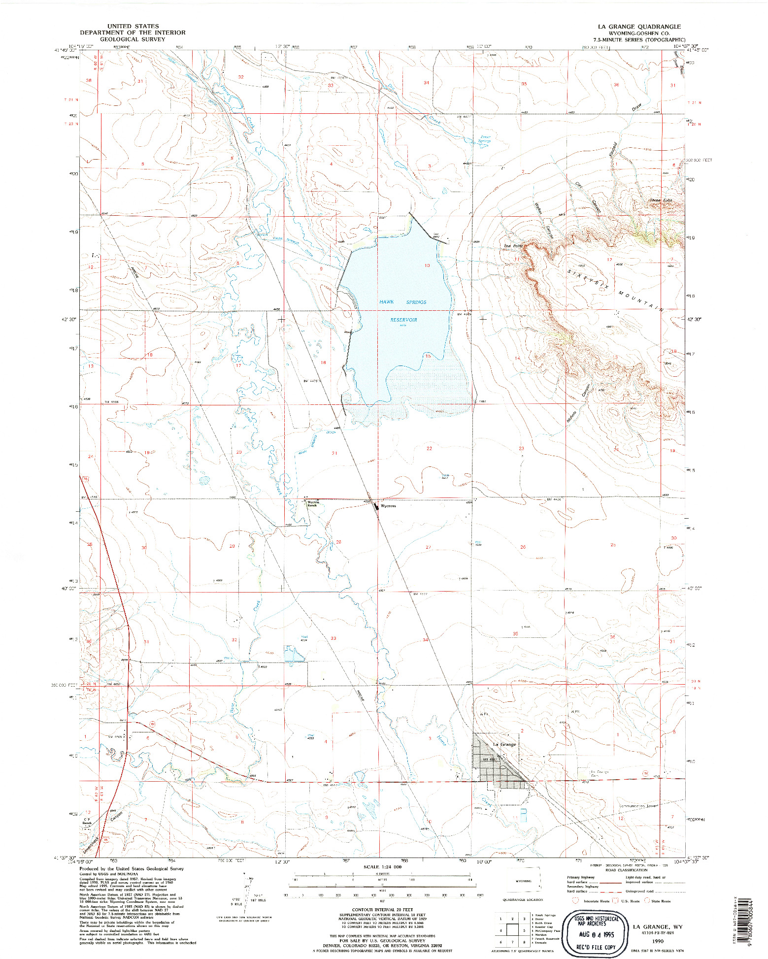 USGS 1:24000-SCALE QUADRANGLE FOR LA GRANGE, WY 1990
