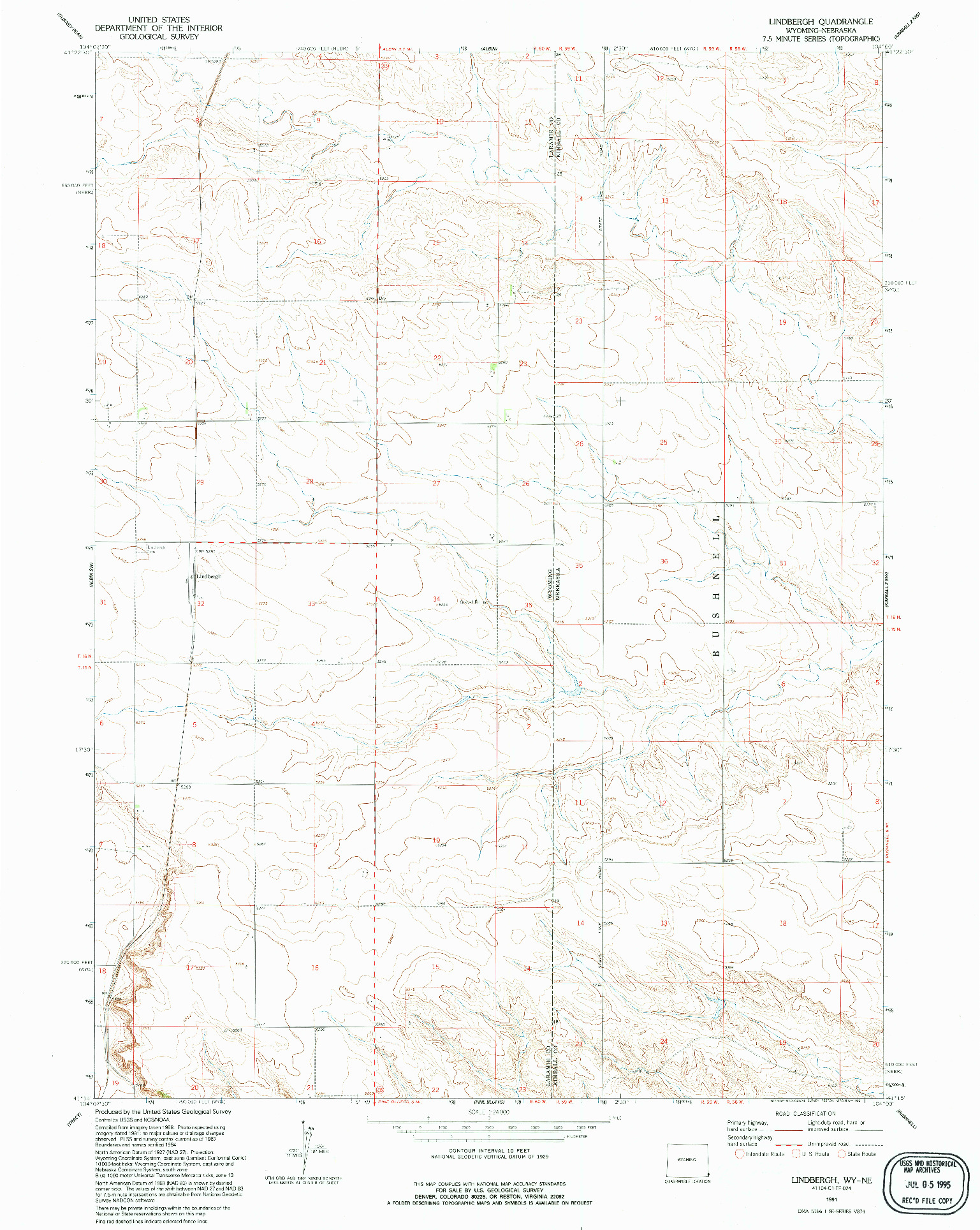 USGS 1:24000-SCALE QUADRANGLE FOR LINDBERGH, WY 1991