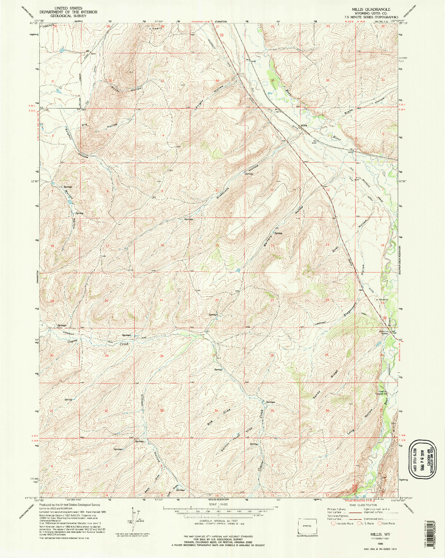 USGS 1:24000-SCALE QUADRANGLE FOR MILLIS, WY 1965