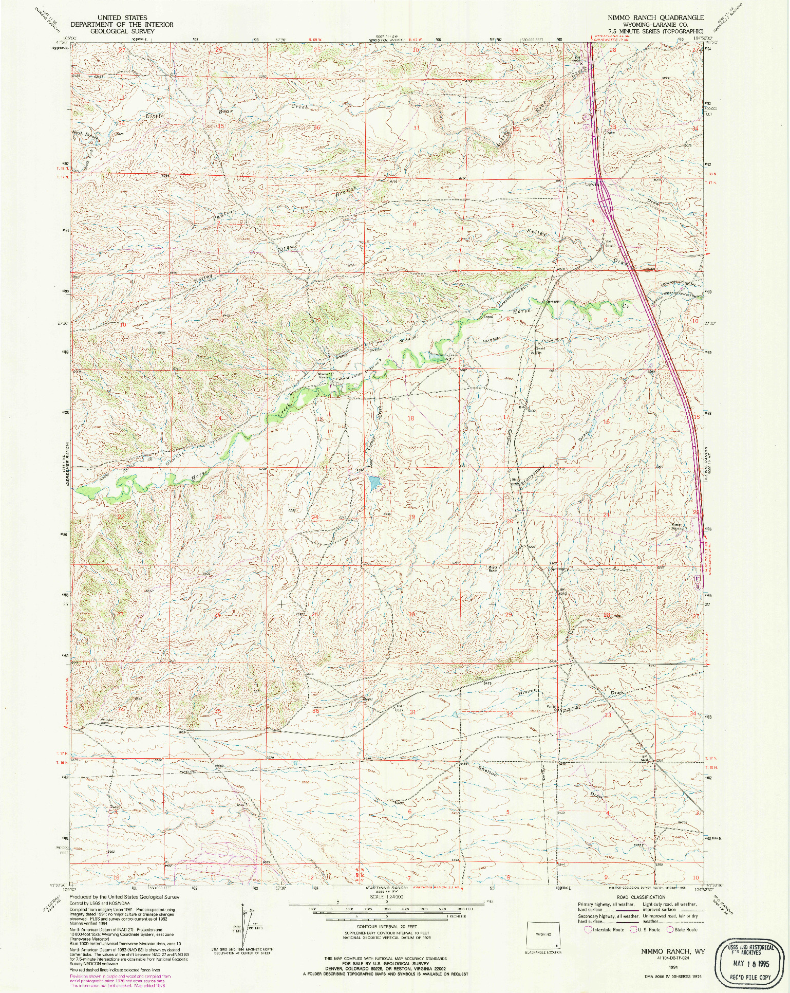 USGS 1:24000-SCALE QUADRANGLE FOR NIMMO RANCH, WY 1962