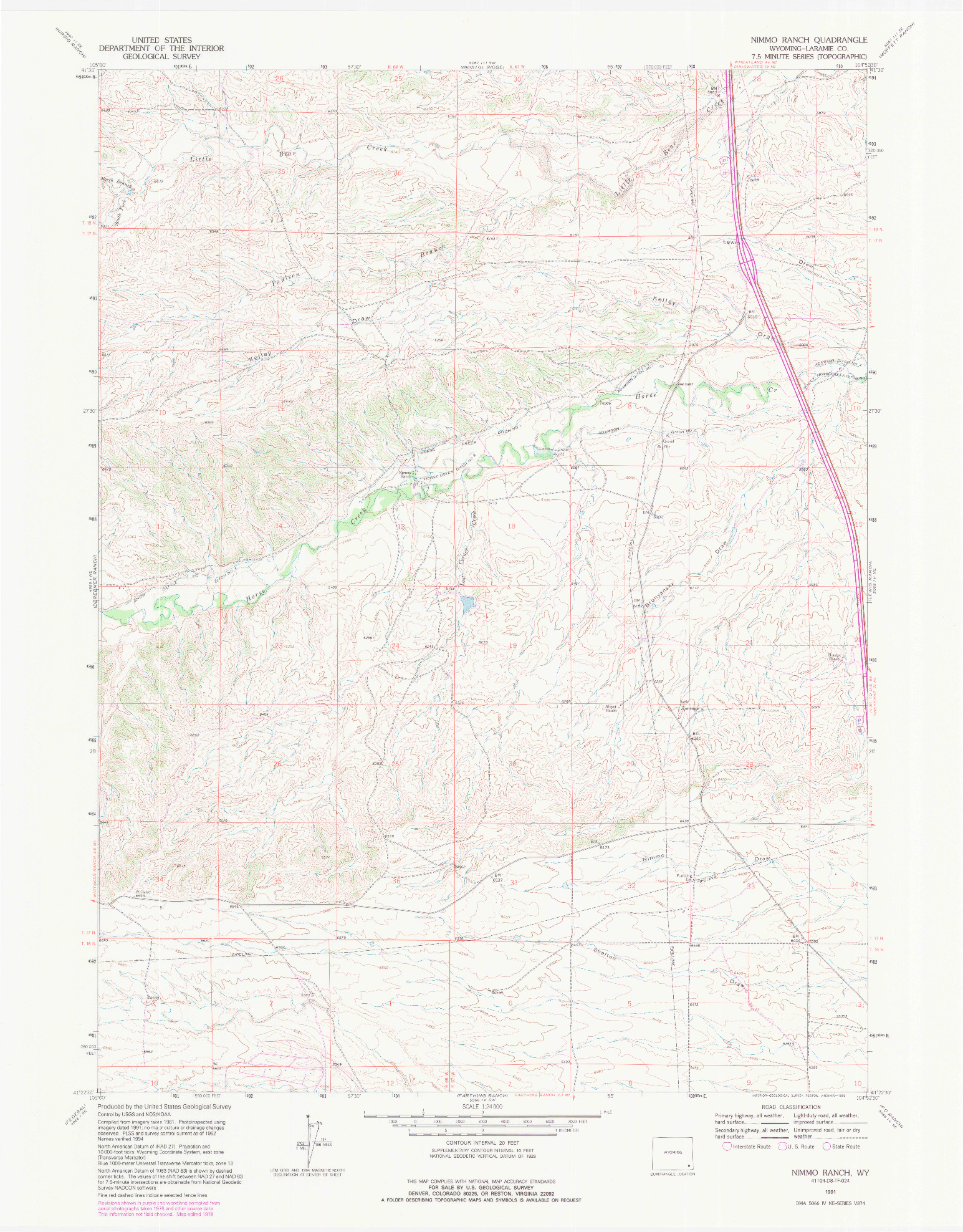 USGS 1:24000-SCALE QUADRANGLE FOR NIMMO RANCH, WY 1991
