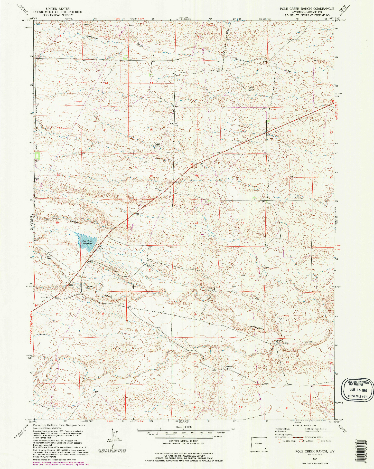 USGS 1:24000-SCALE QUADRANGLE FOR POLE CREEK RANCH, WY 1991