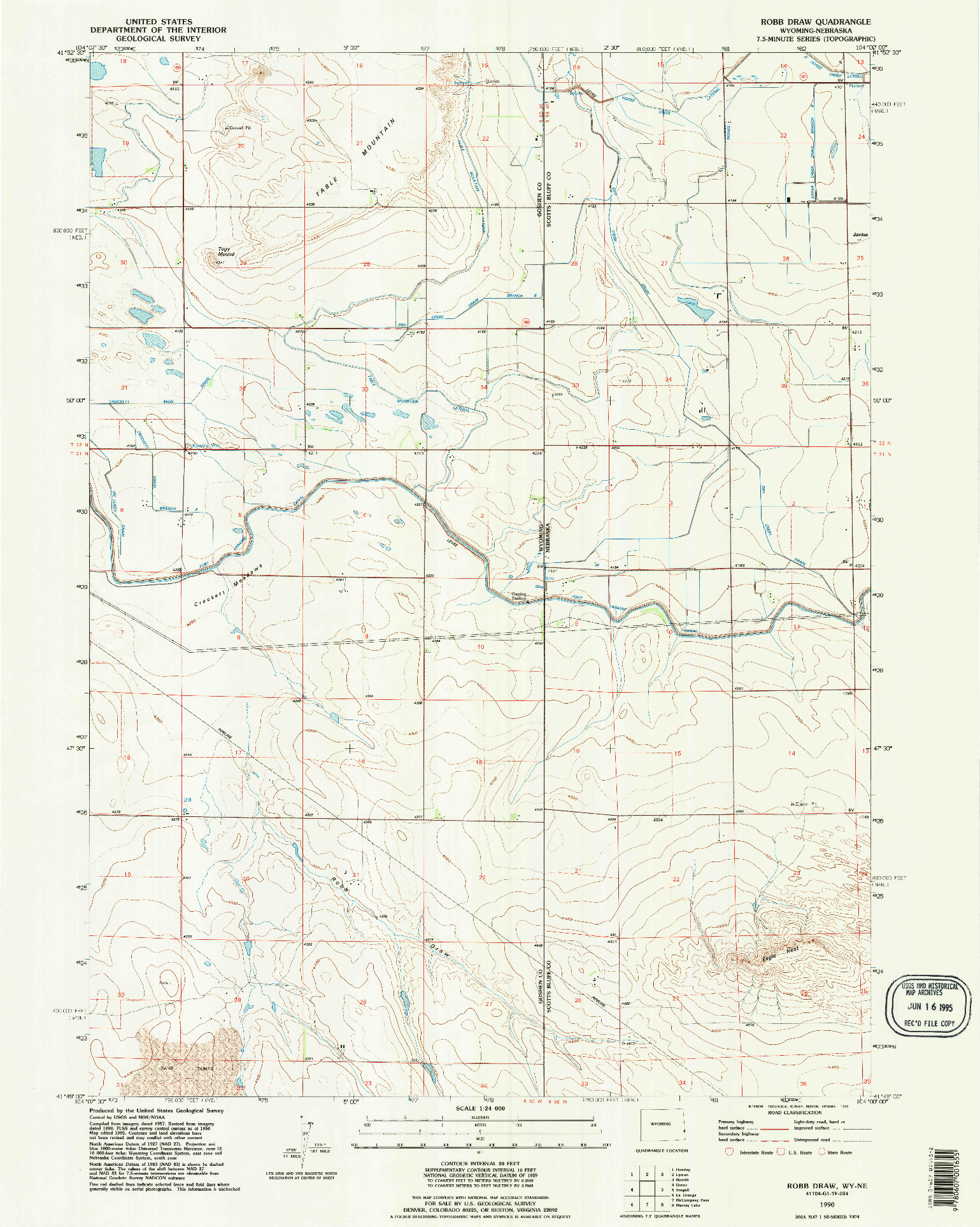 USGS 1:24000-SCALE QUADRANGLE FOR ROBB DRAW, WY 1990