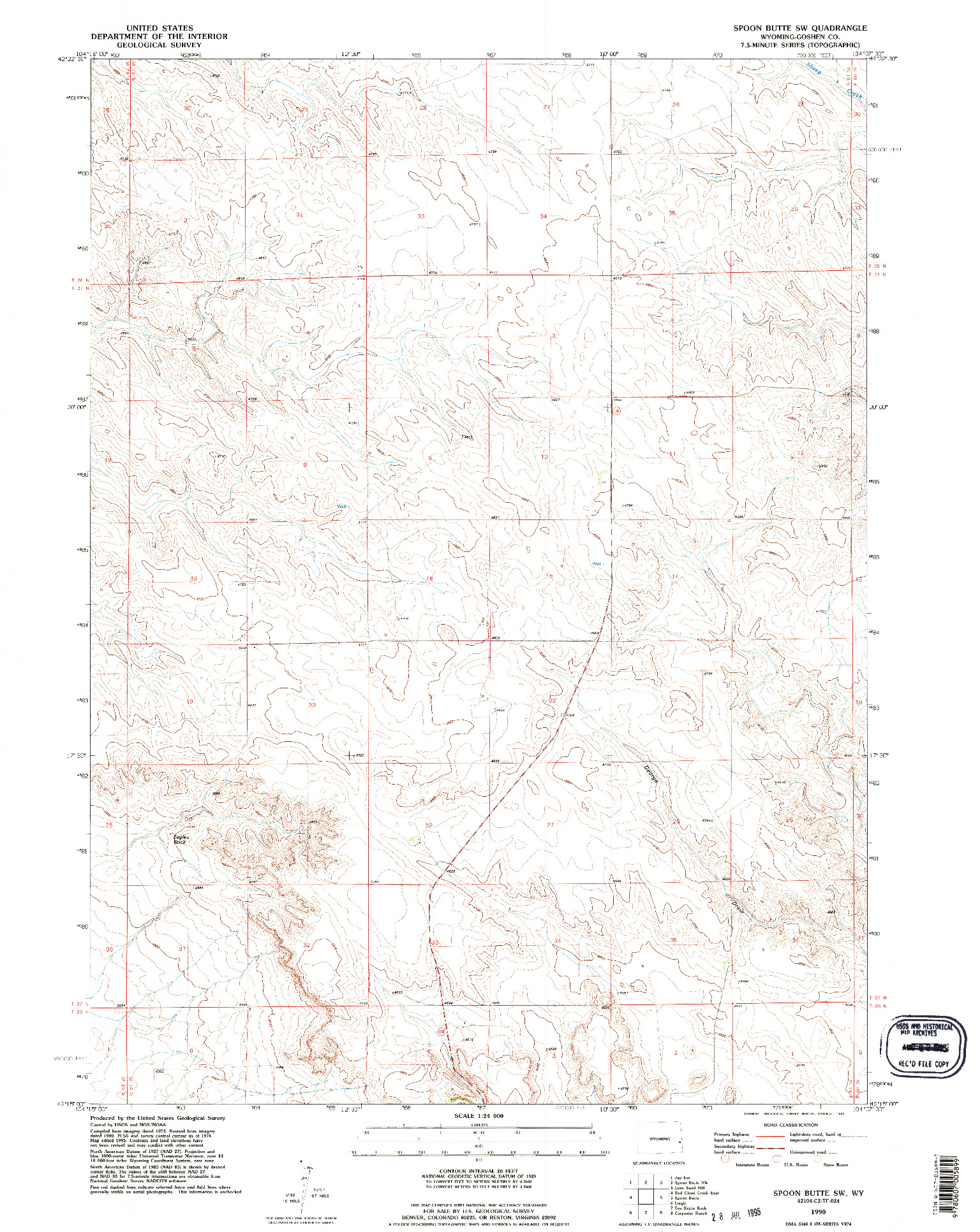 USGS 1:24000-SCALE QUADRANGLE FOR SPOON BUTTE SW, WY 1990