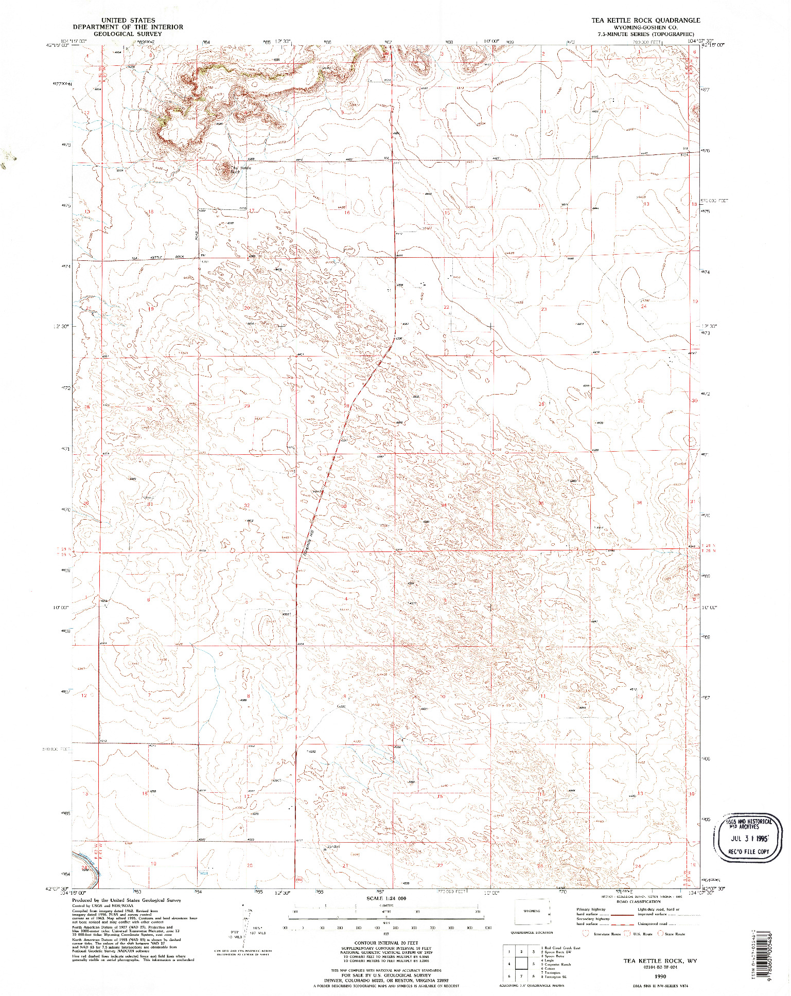 USGS 1:24000-SCALE QUADRANGLE FOR TEA KETTLE ROCK, WY 1990