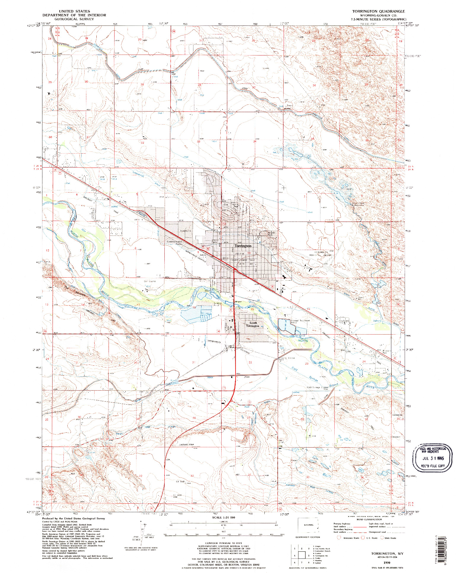 USGS 1:24000-SCALE QUADRANGLE FOR TORRINGTON, WY 1990