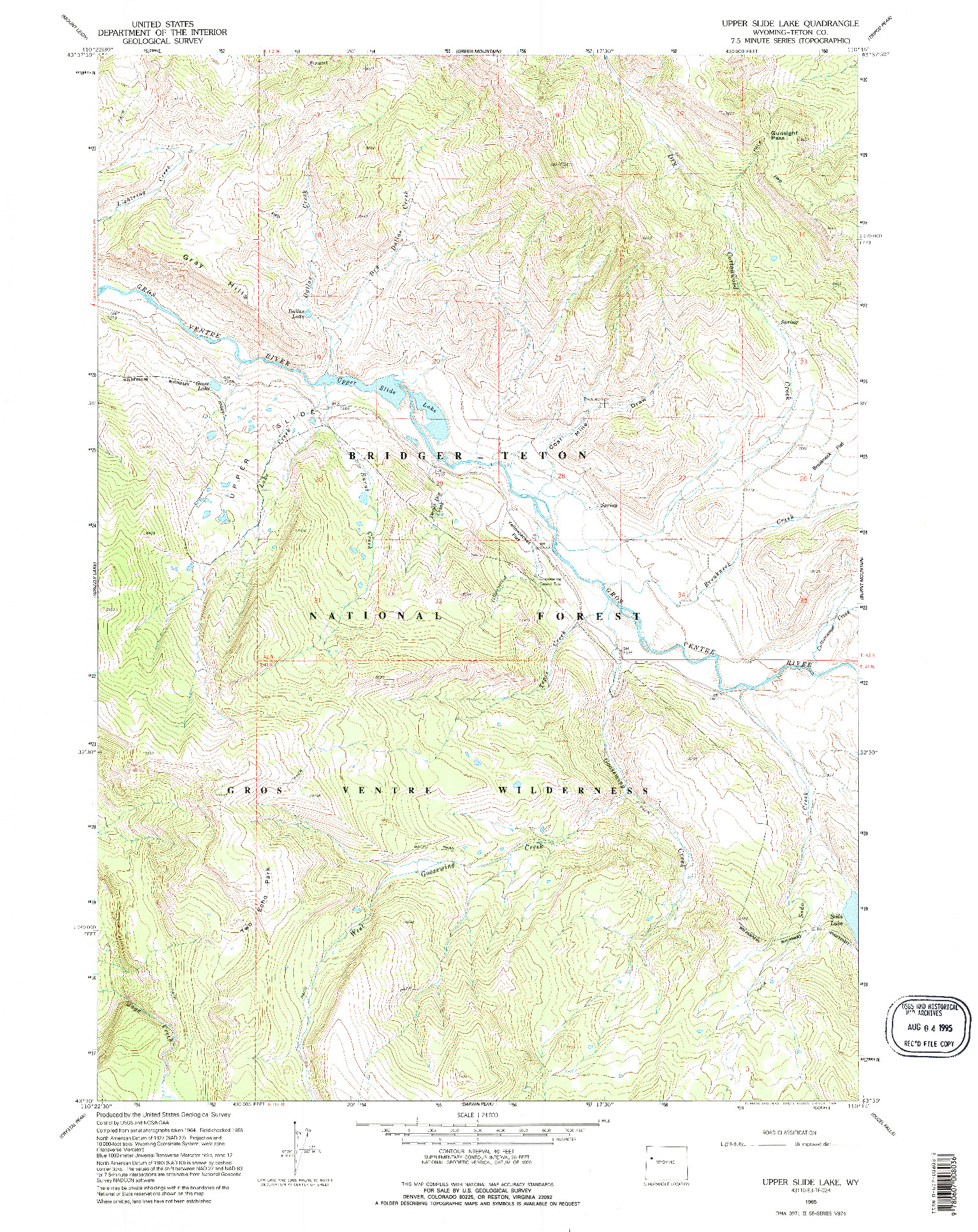 USGS 1:24000-SCALE QUADRANGLE FOR UPPER SLIDE LAKE, WY 1965