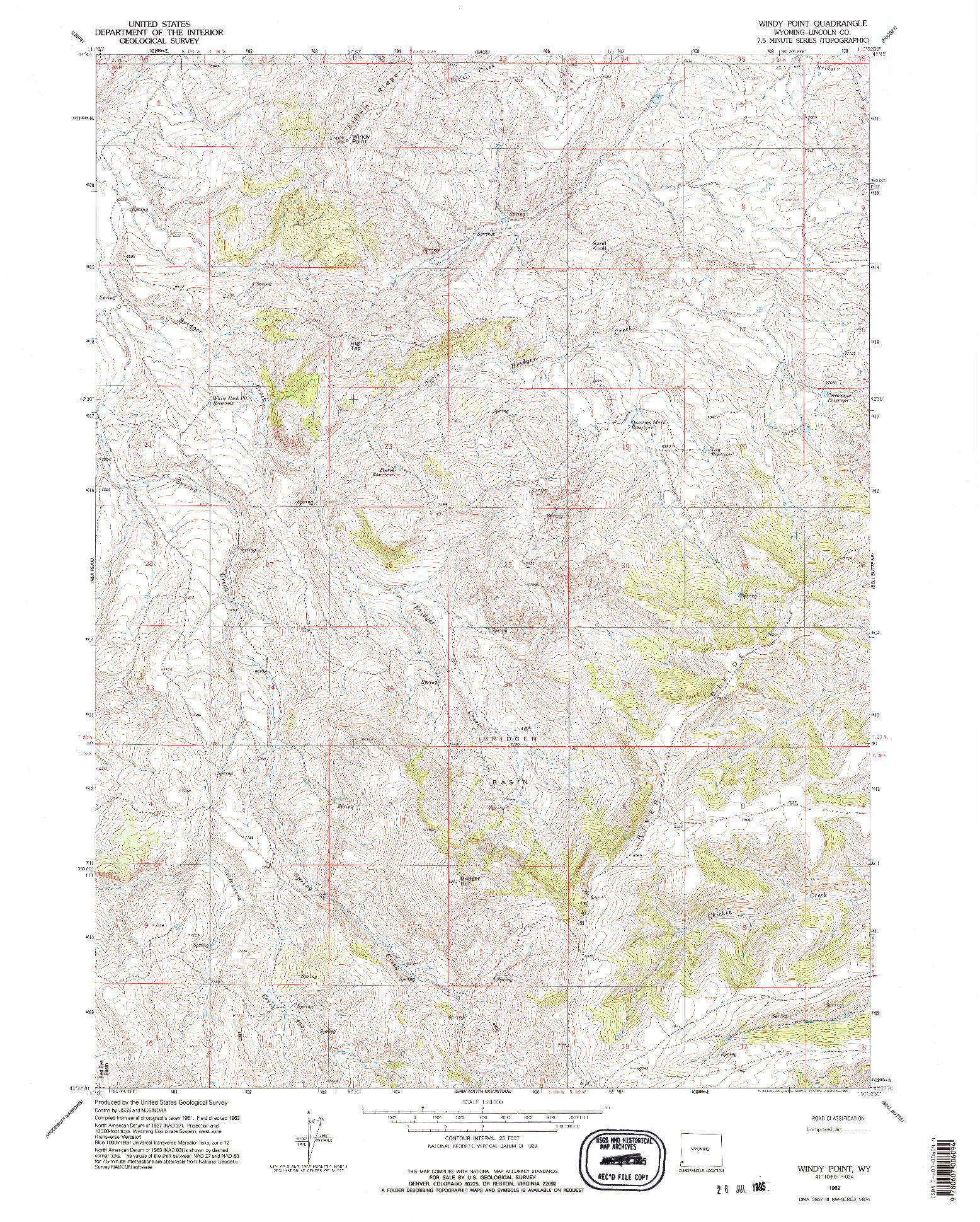 USGS 1:24000-SCALE QUADRANGLE FOR WINDY POINT, WY 1962