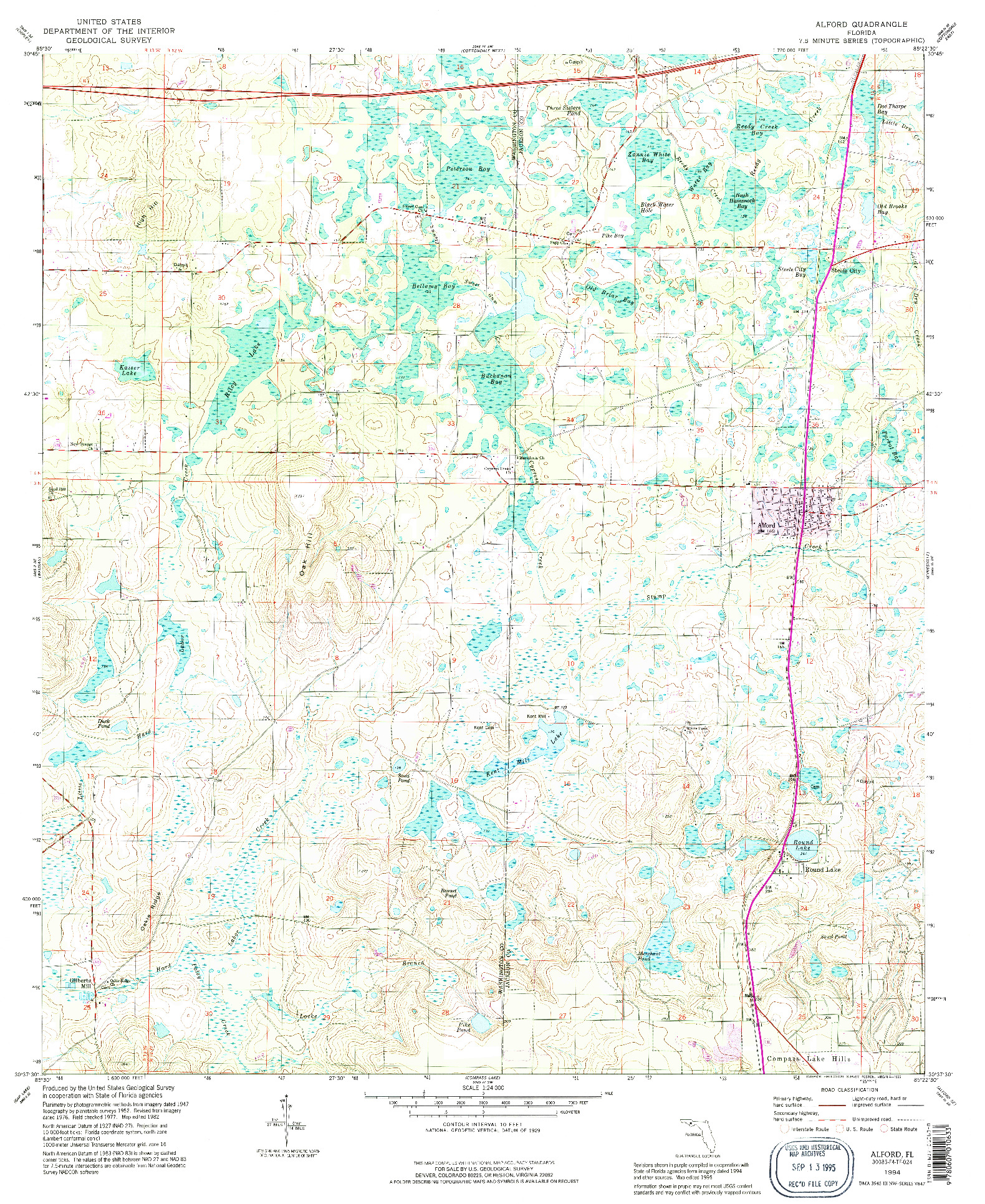 USGS 1:24000-SCALE QUADRANGLE FOR ALFORD, FL 1994