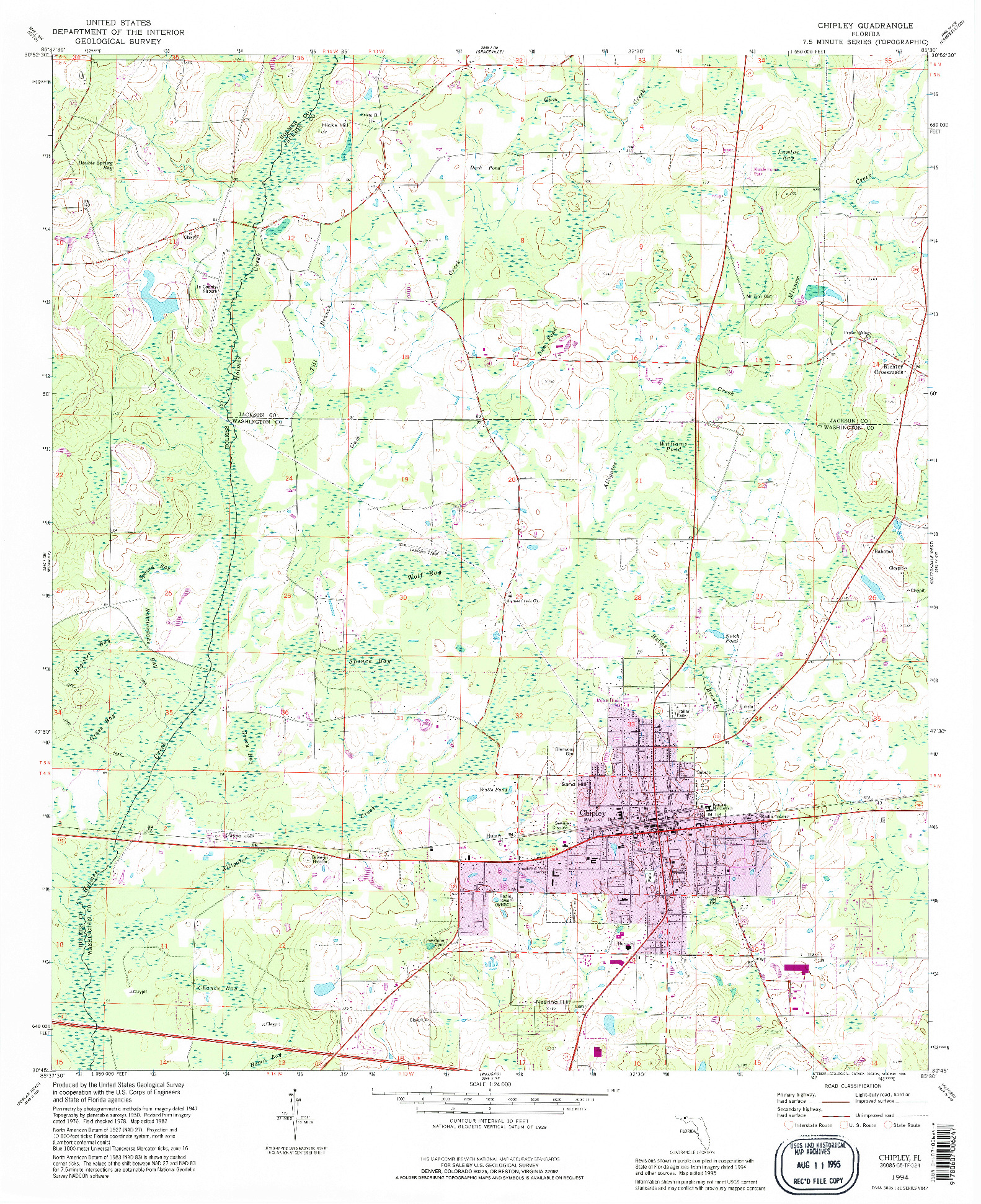 USGS 1:24000-SCALE QUADRANGLE FOR CHIPLEY, FL 1994