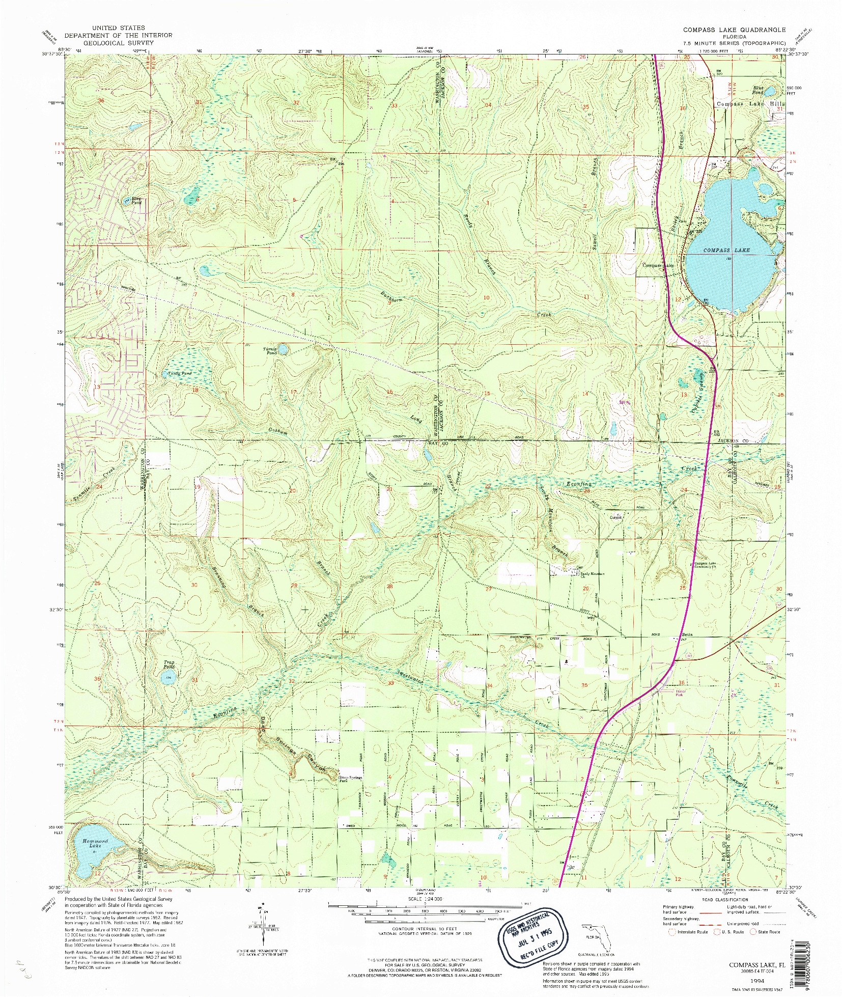 USGS 1:24000-SCALE QUADRANGLE FOR COMPASS LAKE, FL 1994