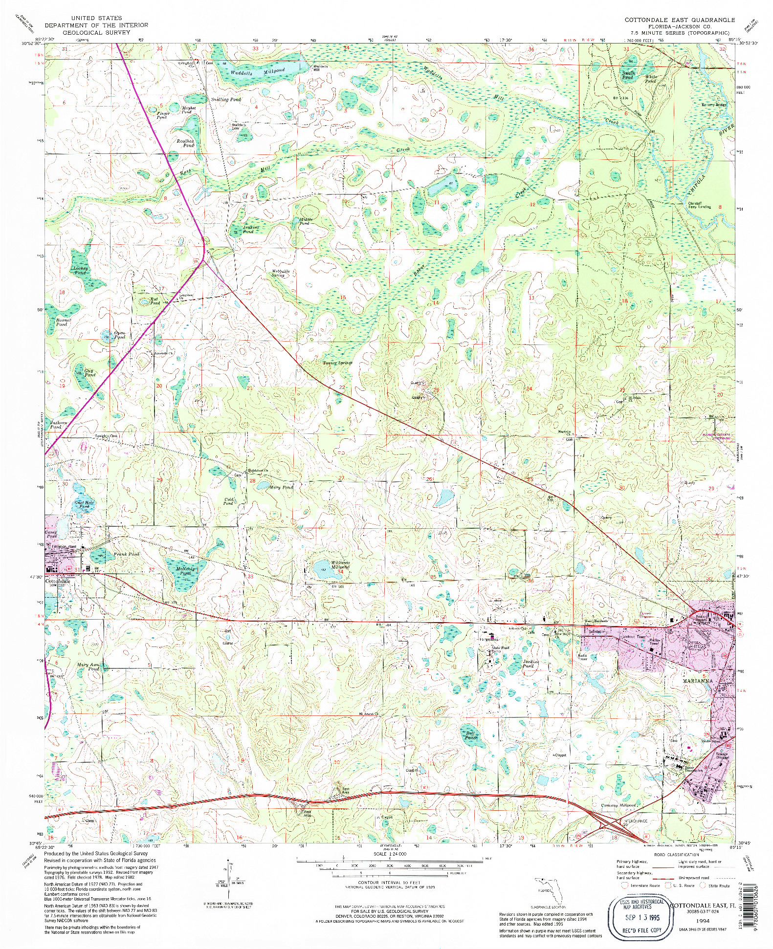 USGS 1:24000-SCALE QUADRANGLE FOR COTTONDALE EAST, FL 1994