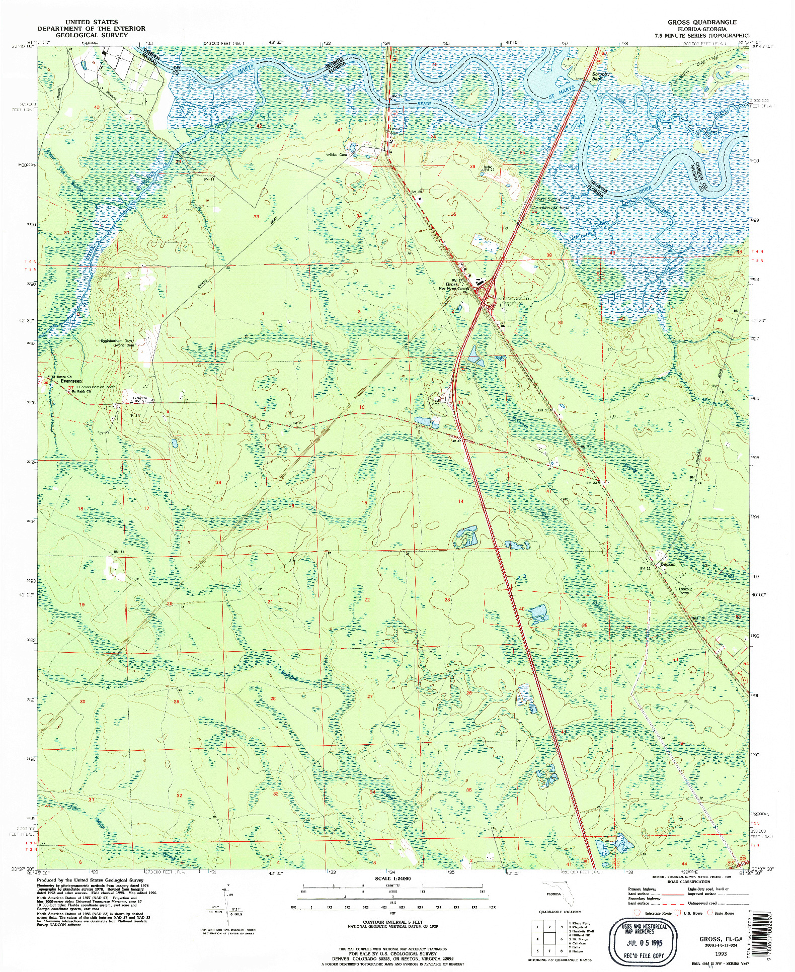 USGS 1:24000-SCALE QUADRANGLE FOR GROSS, FL 1993