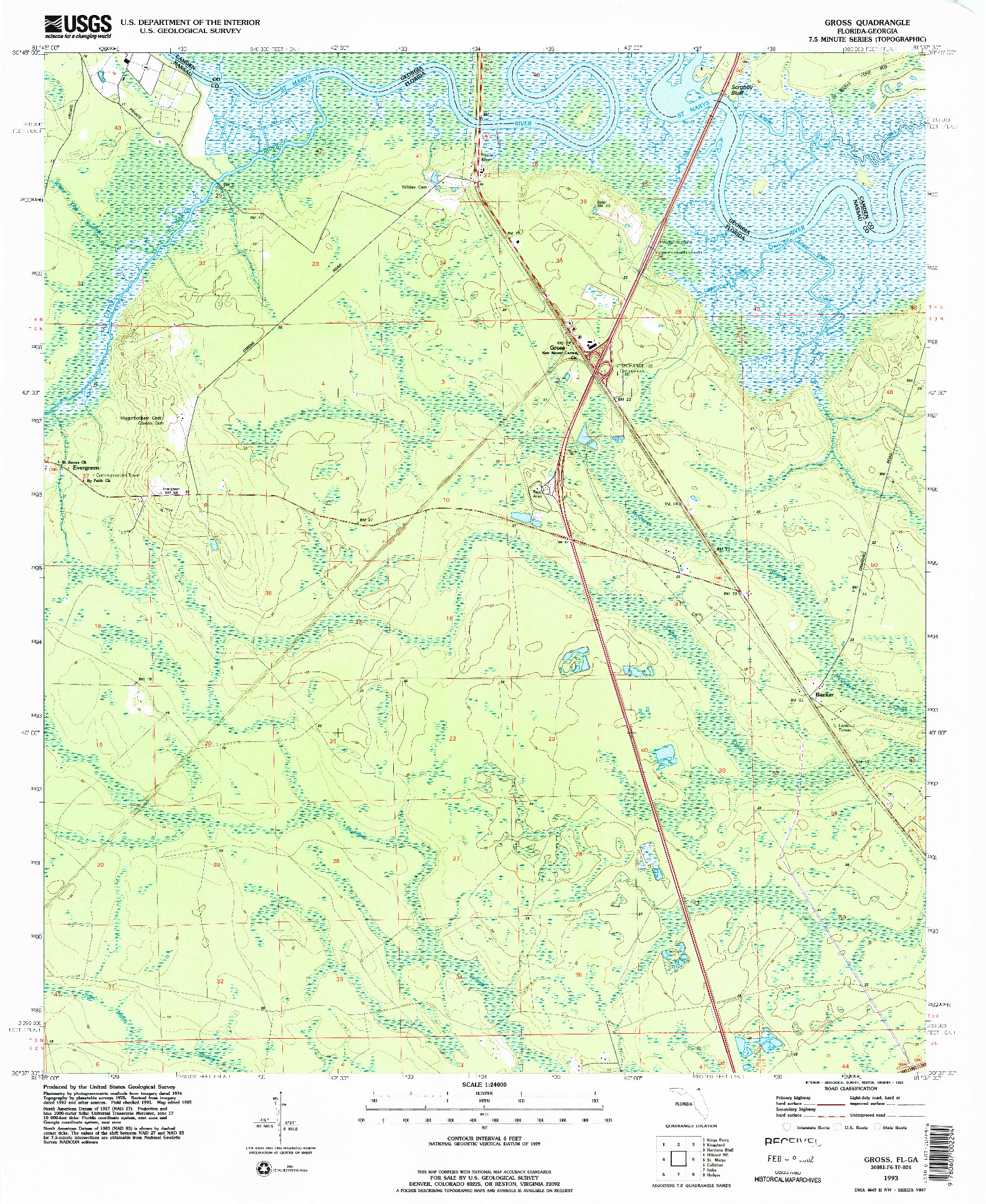 USGS 1:24000-SCALE QUADRANGLE FOR GROSS, FL 1993