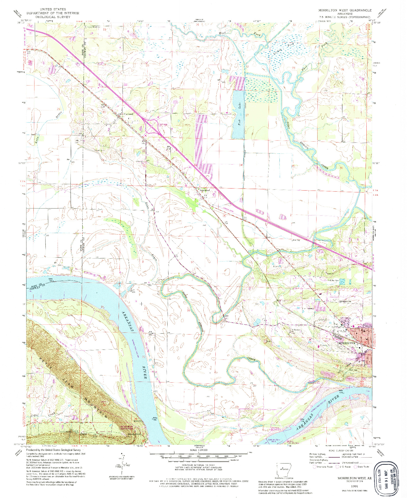 USGS 1:24000-SCALE QUADRANGLE FOR MORRILTON WEST, AR 1991