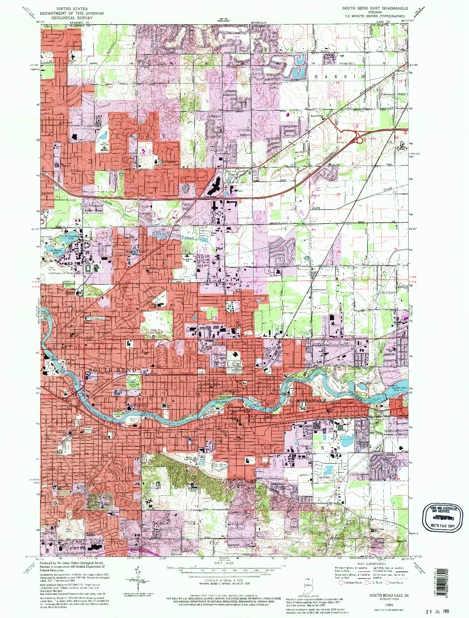 USGS 1:24000-SCALE QUADRANGLE FOR SOUTH BEND EAST, IN 1992