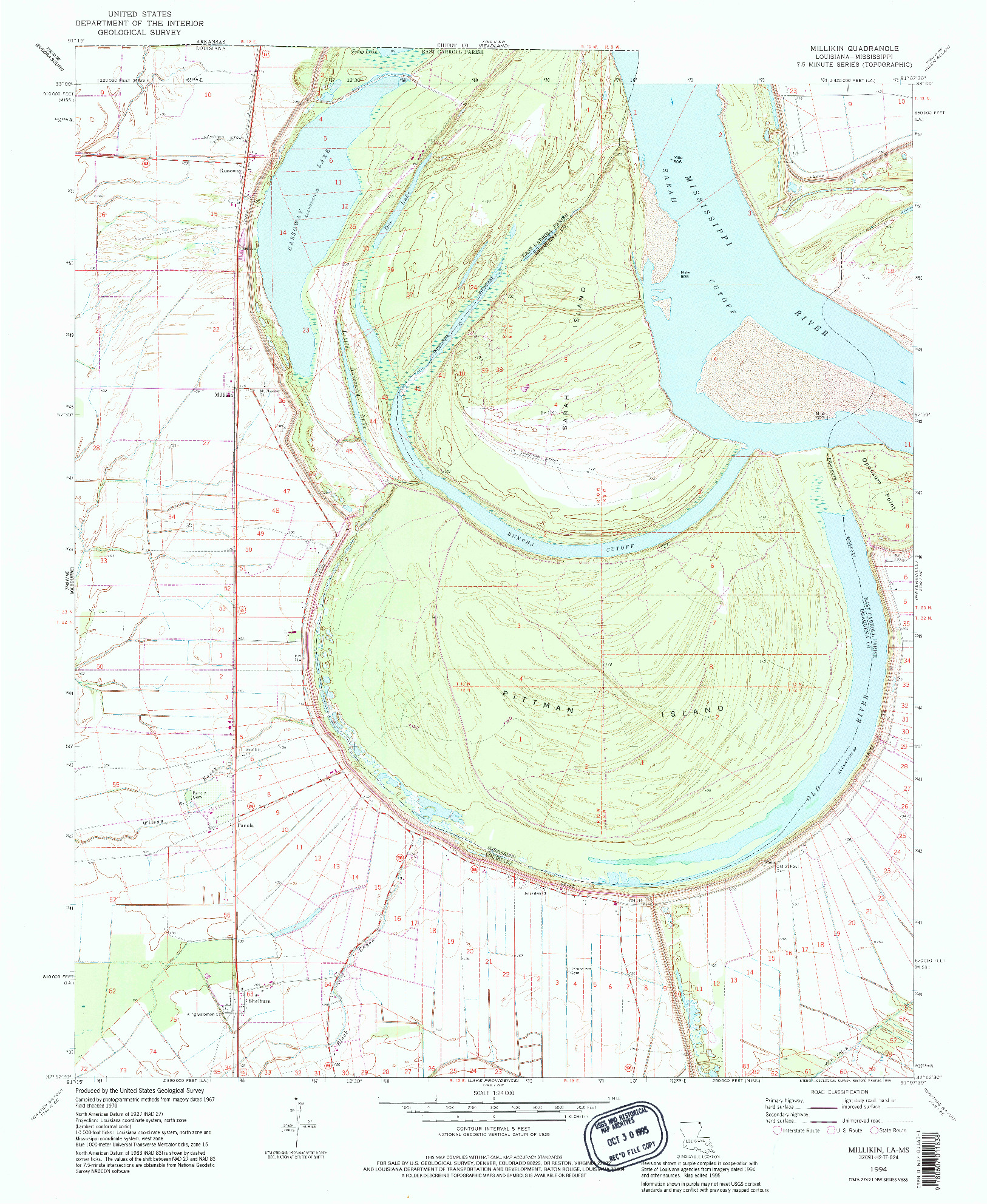 USGS 1:24000-SCALE QUADRANGLE FOR MILLIKIN, LA 1994