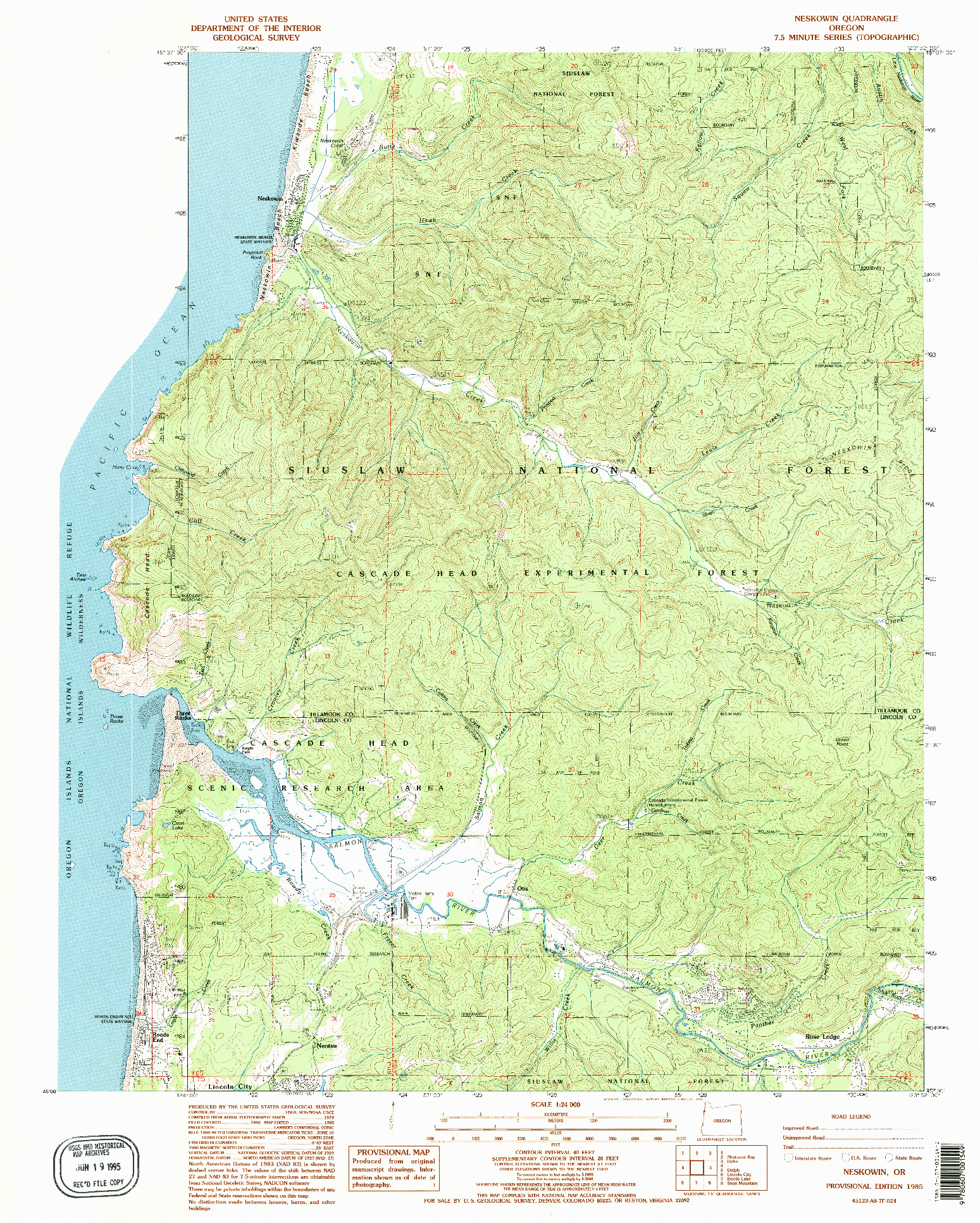 USGS 1:24000-SCALE QUADRANGLE FOR NESKOWIN, OR 1985
