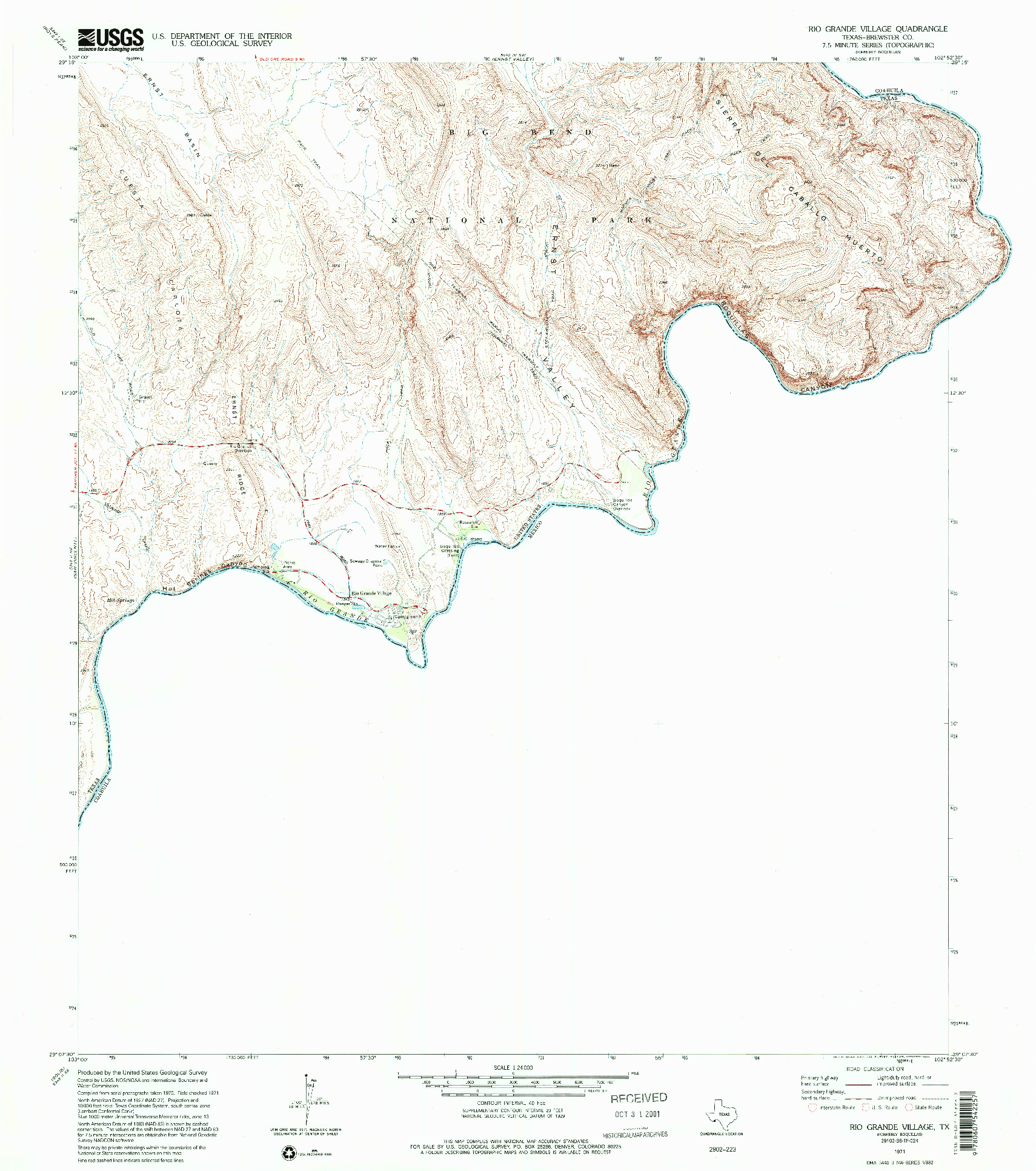 USGS 1:24000-SCALE QUADRANGLE FOR RIO GRANDE VILLAGE, TX 1971