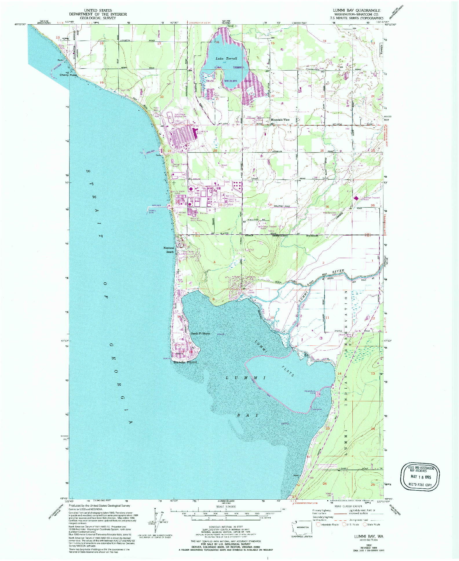 USGS 1:24000-SCALE QUADRANGLE FOR LUMMI BAY, WA 1952