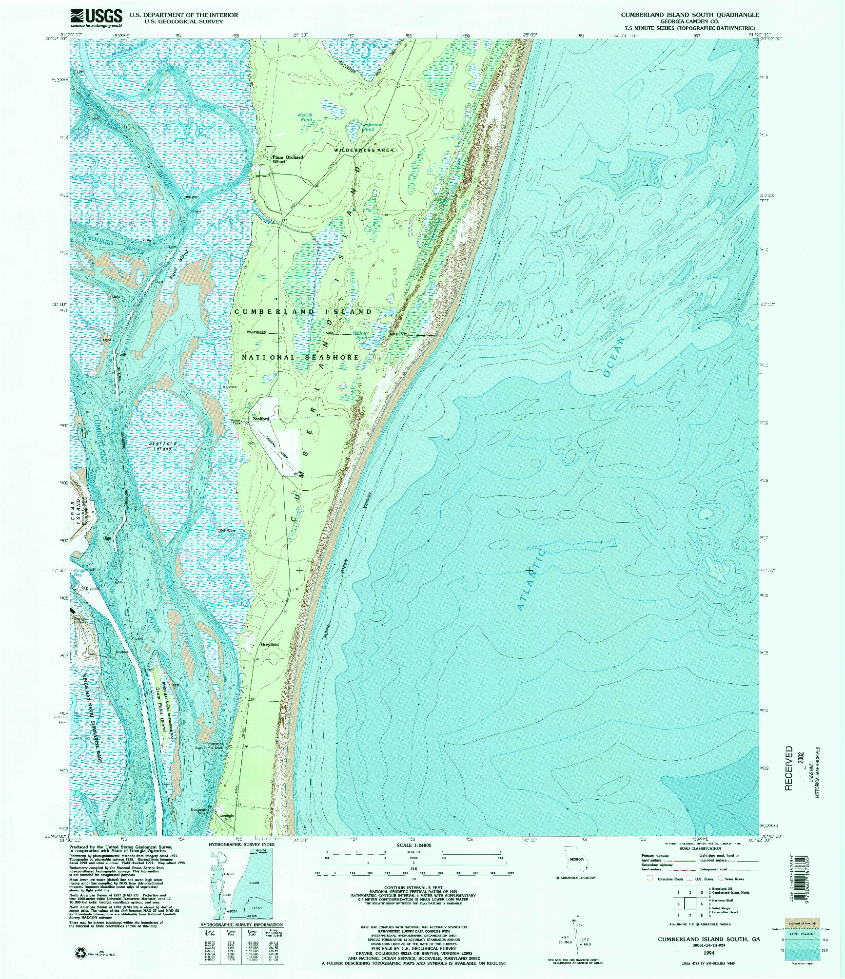 USGS 1:24000-SCALE QUADRANGLE FOR CUMBERLAND ISLAND SOUTH, GA 1994