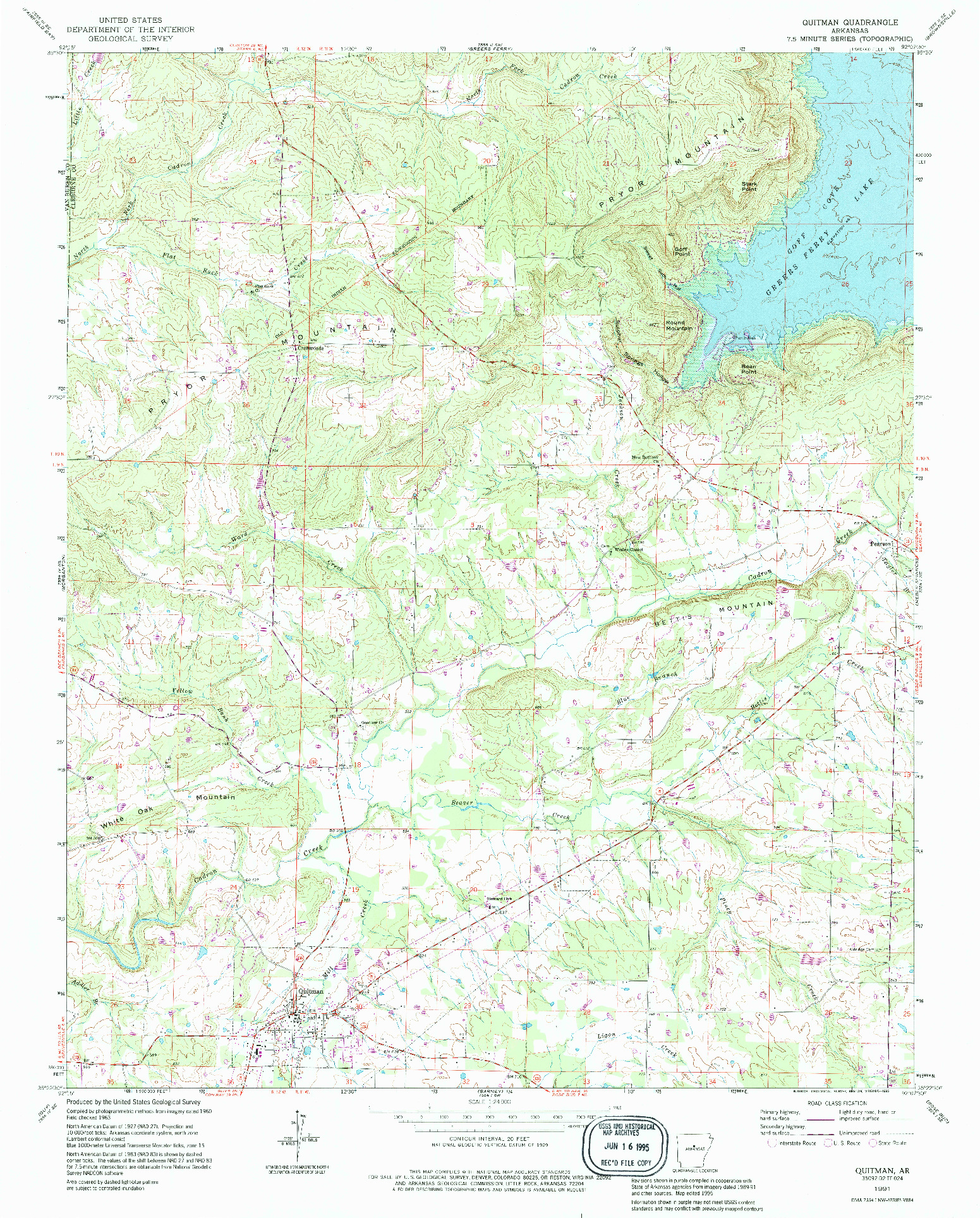 USGS 1:24000-SCALE QUADRANGLE FOR QUITMAN, AR 1991