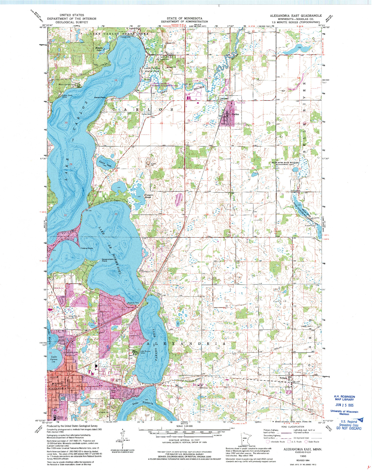 USGS 1:24000-SCALE QUADRANGLE FOR ALEXANDRIA EAST, MN 1966