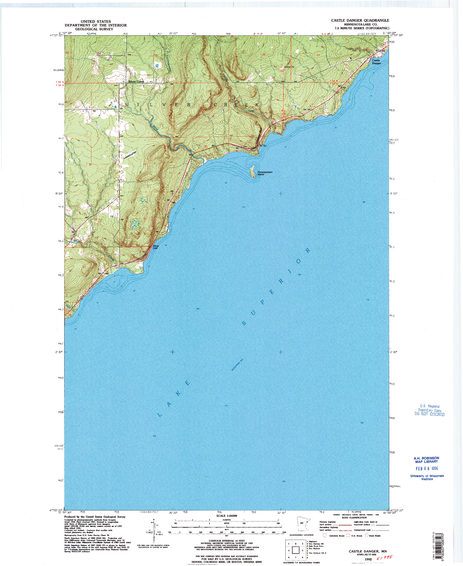 USGS 1:24000-SCALE QUADRANGLE FOR CASTLE DANGER, MN 1992