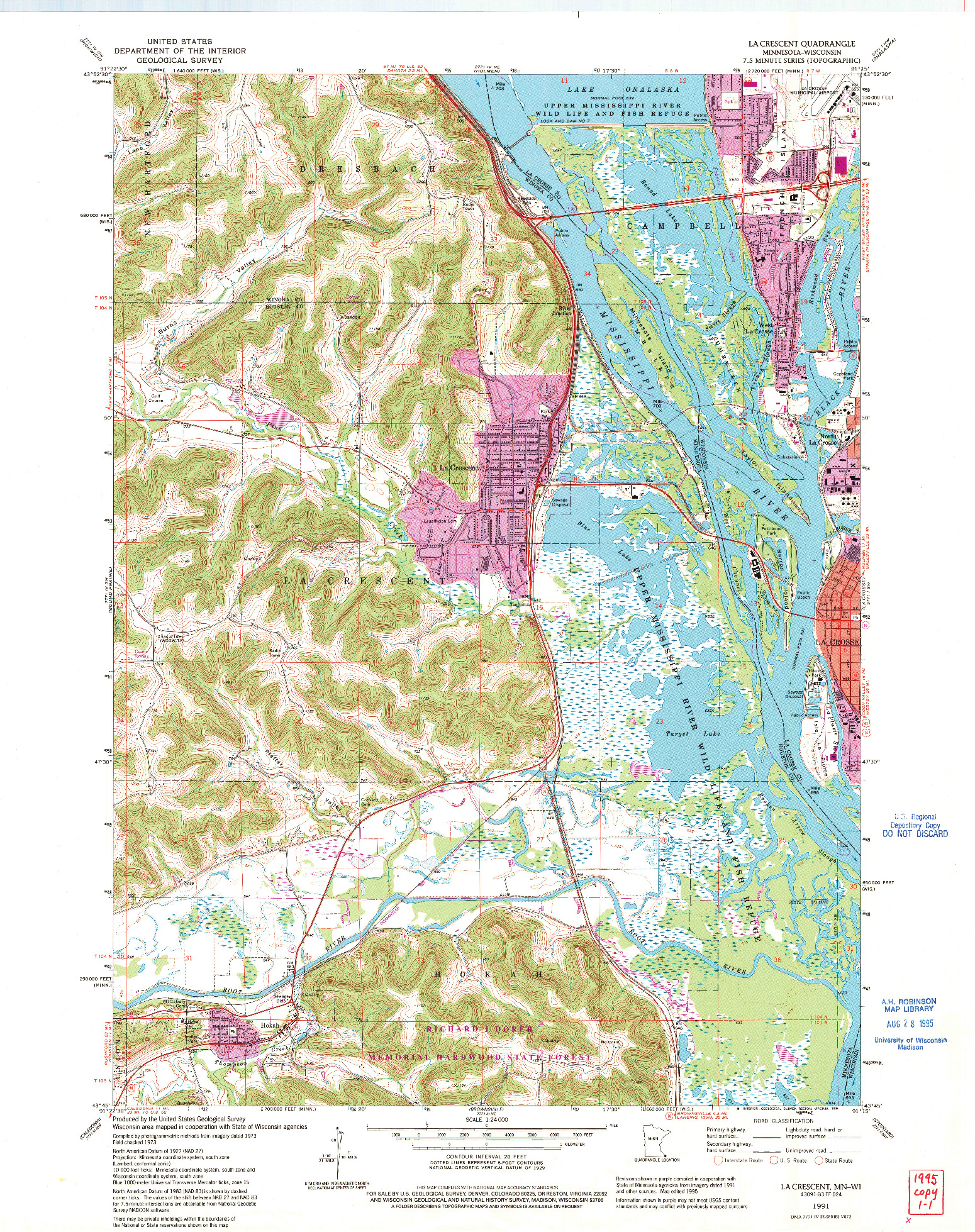 USGS 1:24000-SCALE QUADRANGLE FOR LA CRESCENT, MN 1991