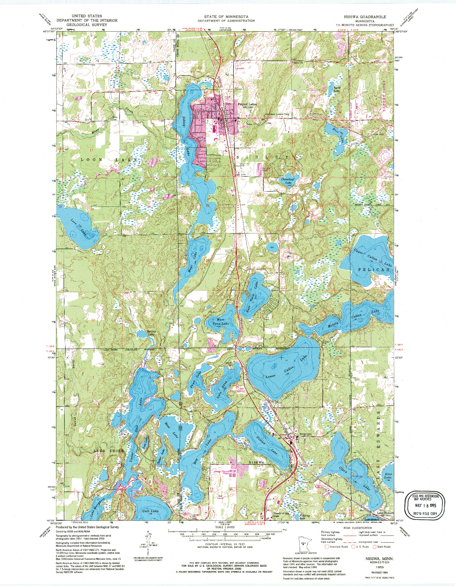 USGS 1:24000-SCALE QUADRANGLE FOR NISSWA, MN 1959