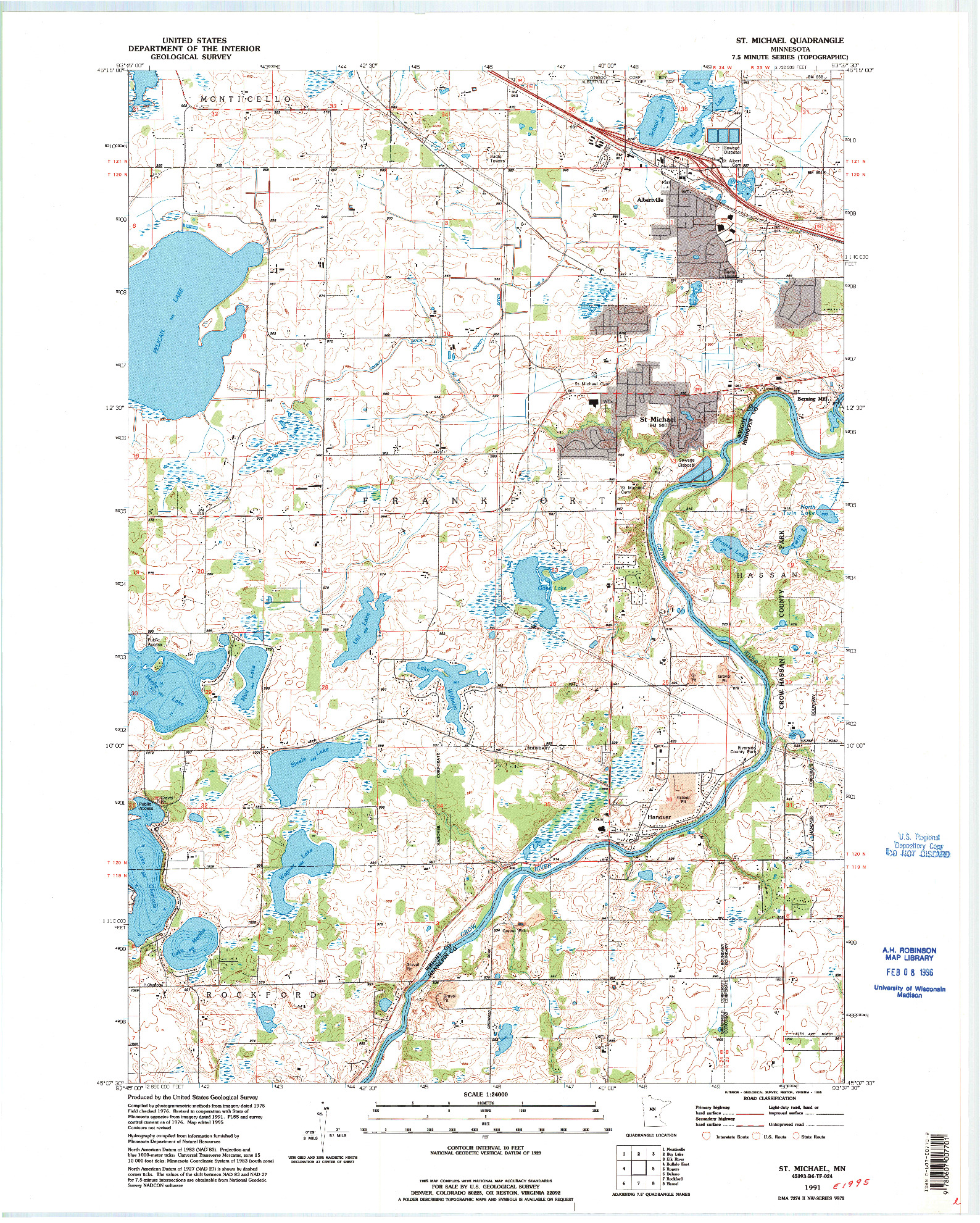 USGS 1:24000-SCALE QUADRANGLE FOR ST MICHAEL, MN 1991