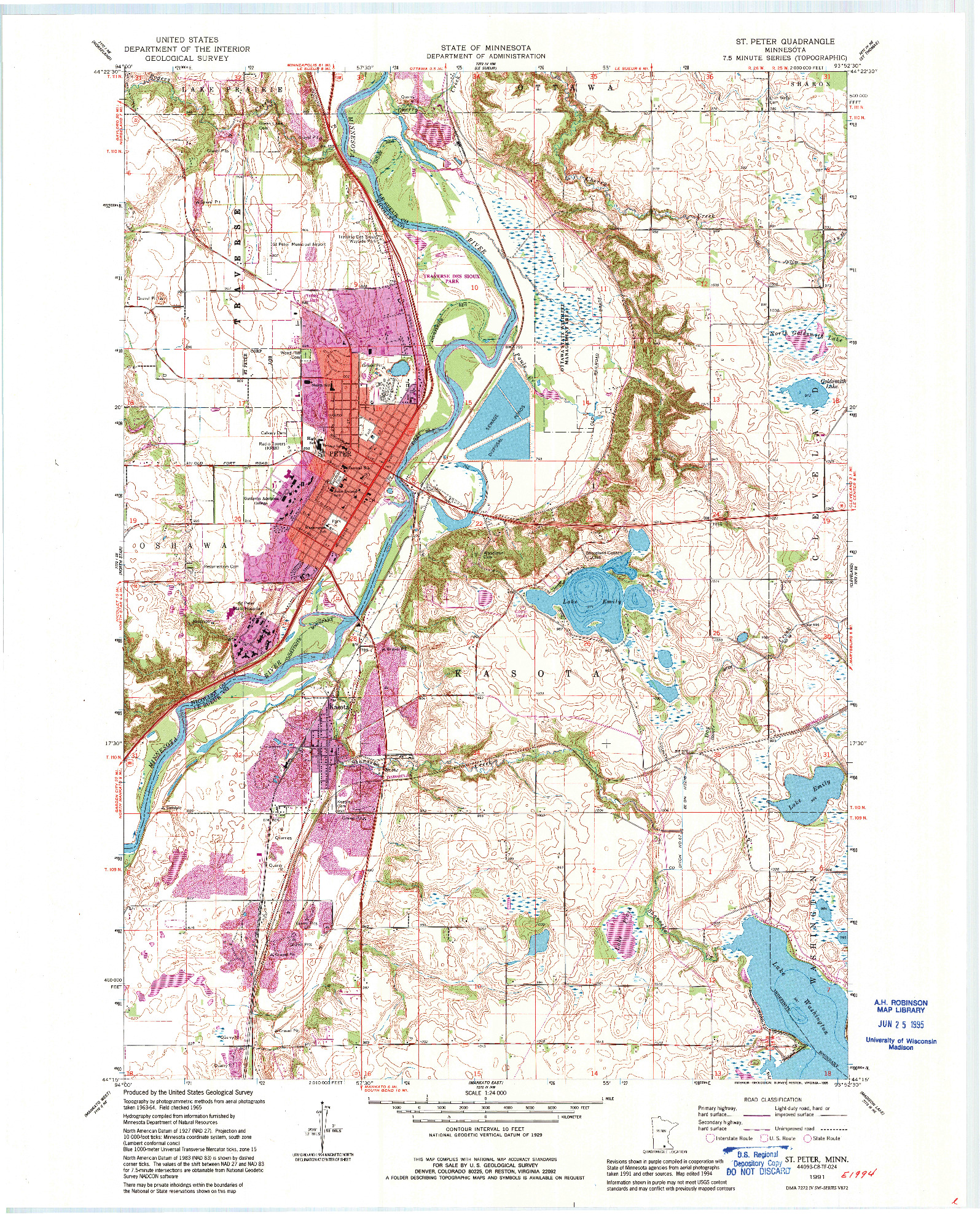USGS 1:24000-SCALE QUADRANGLE FOR ST PETER, MN 1991