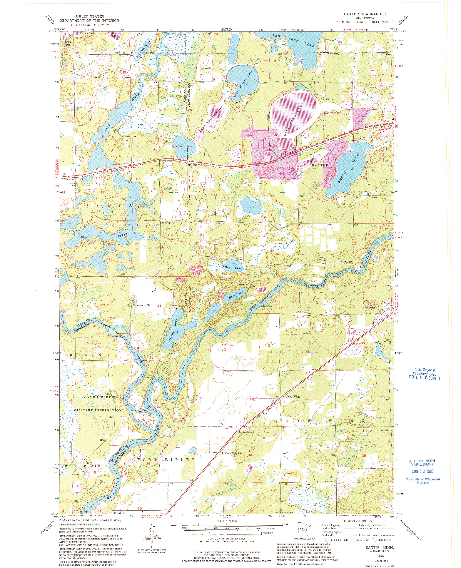 USGS 1:24000-SCALE QUADRANGLE FOR BAXTER, MN 1954