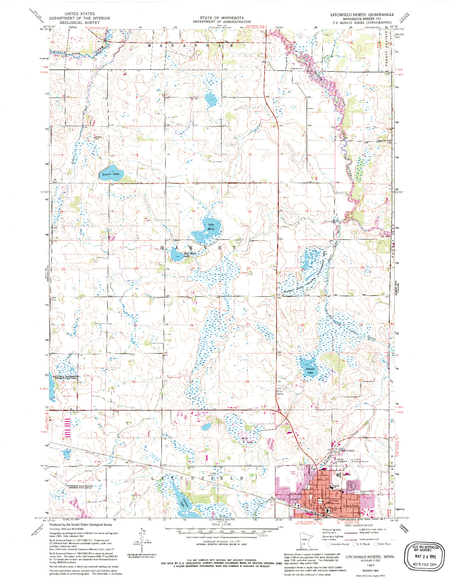 USGS 1:24000-SCALE QUADRANGLE FOR LITCHFIELD NORTH, MN 1967