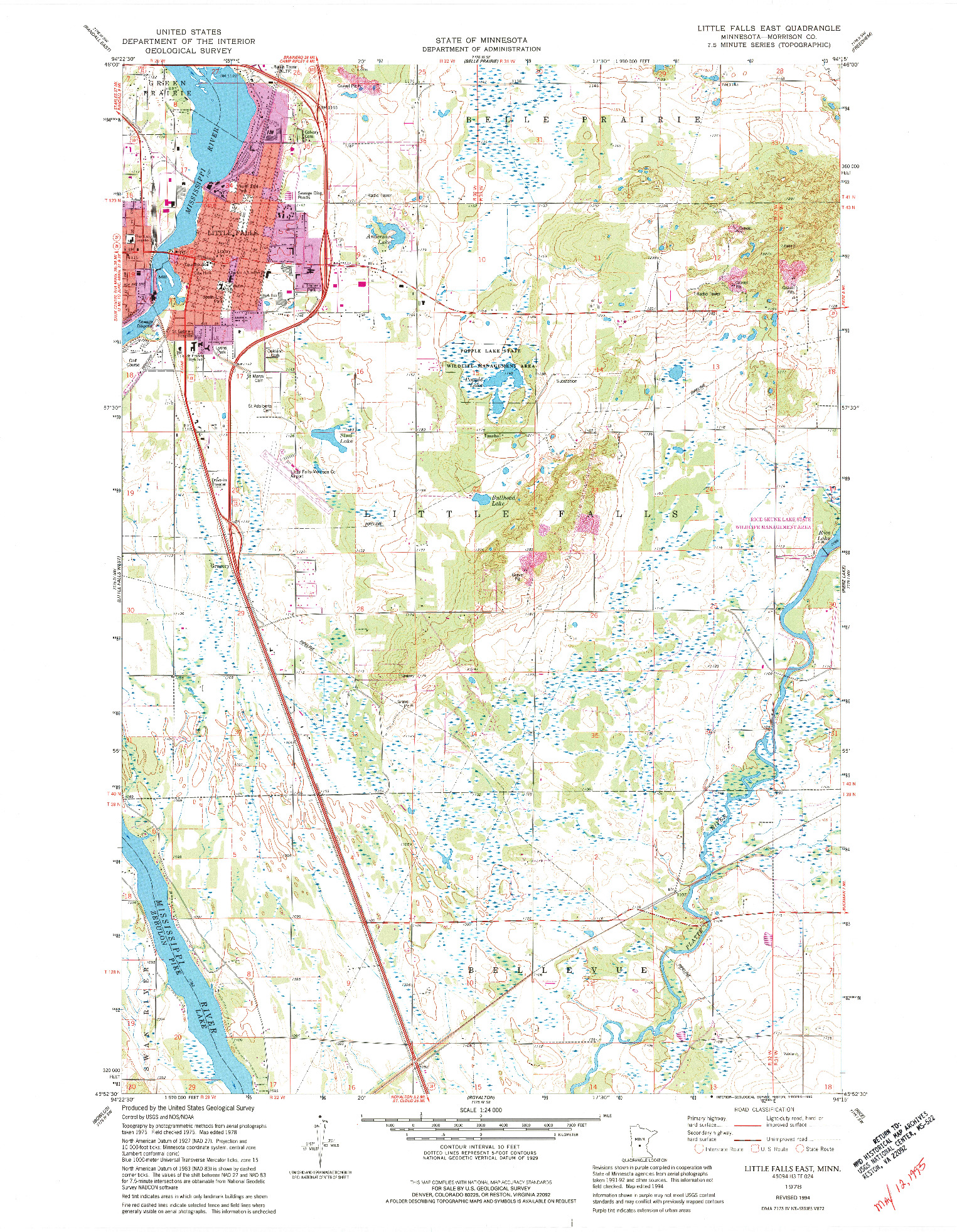 USGS 1:24000-SCALE QUADRANGLE FOR LITTLE FALLS EAST, MN 1978