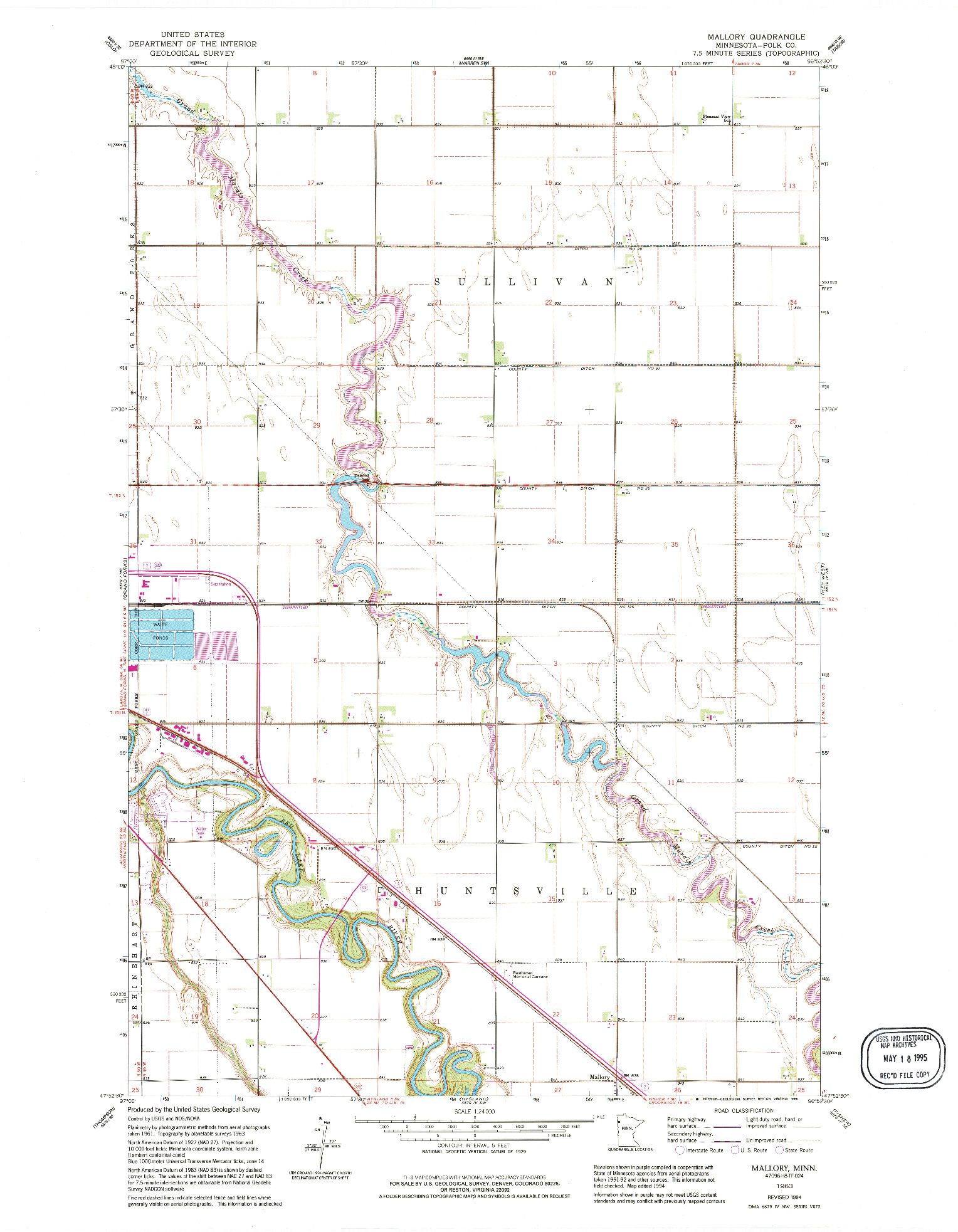 USGS 1:24000-SCALE QUADRANGLE FOR MALLORY, MN 1963
