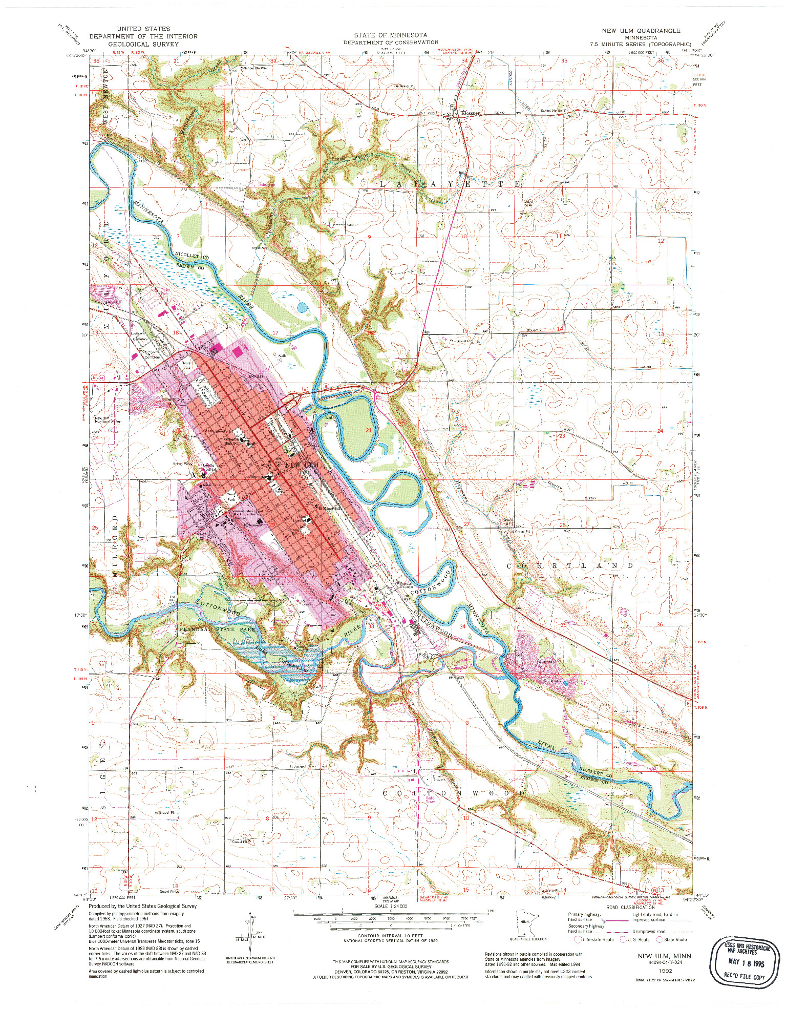 USGS 1:24000-SCALE QUADRANGLE FOR NEW ULM, MN 1992