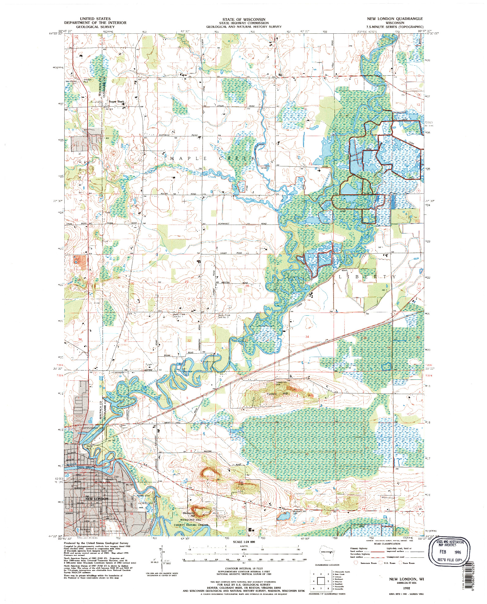 USGS 1:24000-SCALE QUADRANGLE FOR NEW LONDON, WI 1992