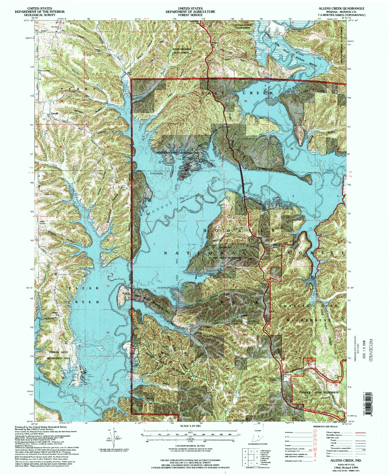 USGS 1:24000-SCALE QUADRANGLE FOR ALLENS CREEK, IN 1966