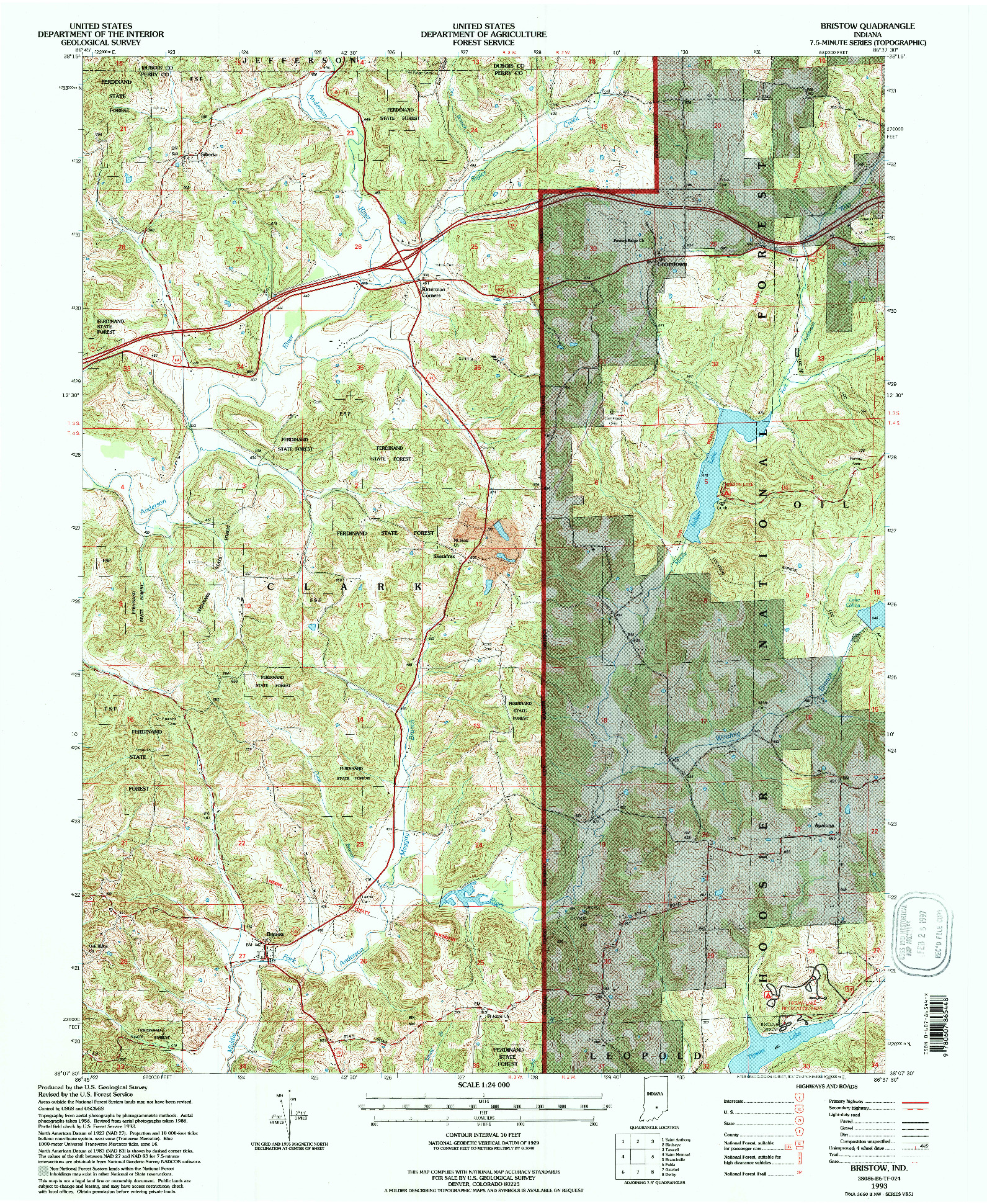 USGS 1:24000-SCALE QUADRANGLE FOR BRISTOW, IN 1993