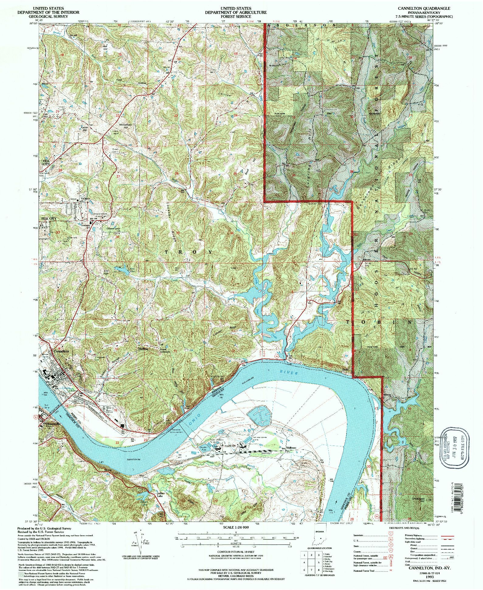 USGS 1:24000-SCALE QUADRANGLE FOR CANNELTON, IN 1993