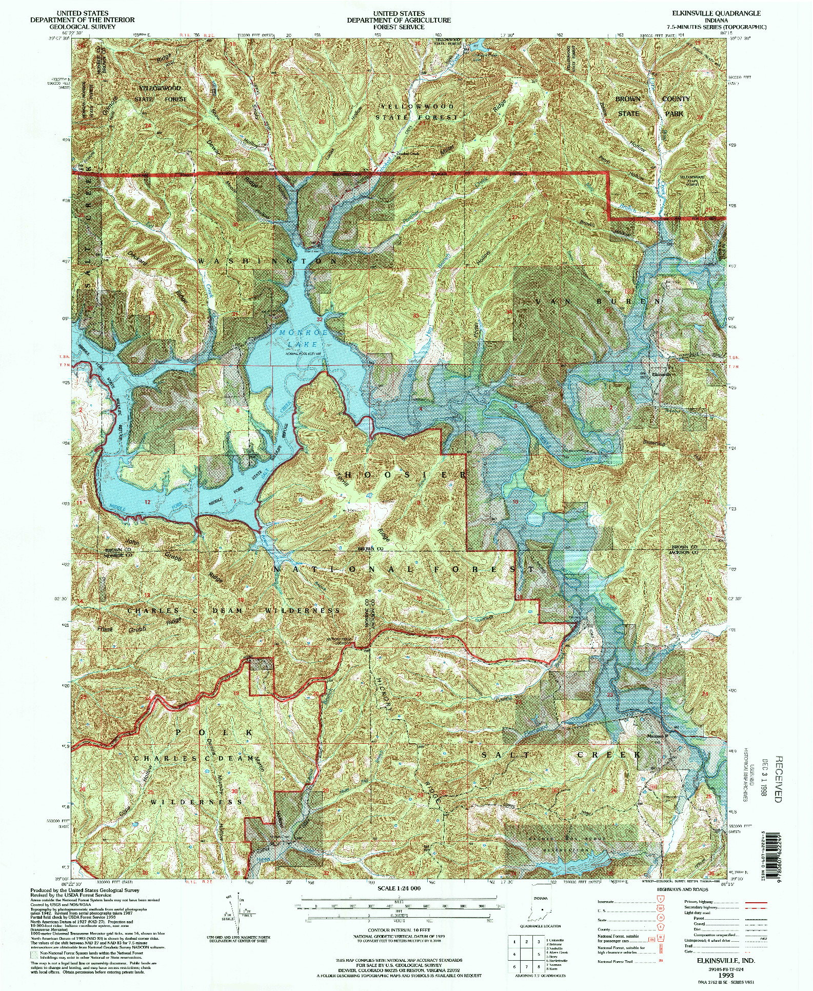 USGS 1:24000-SCALE QUADRANGLE FOR ELKINSVILLE, IN 1993
