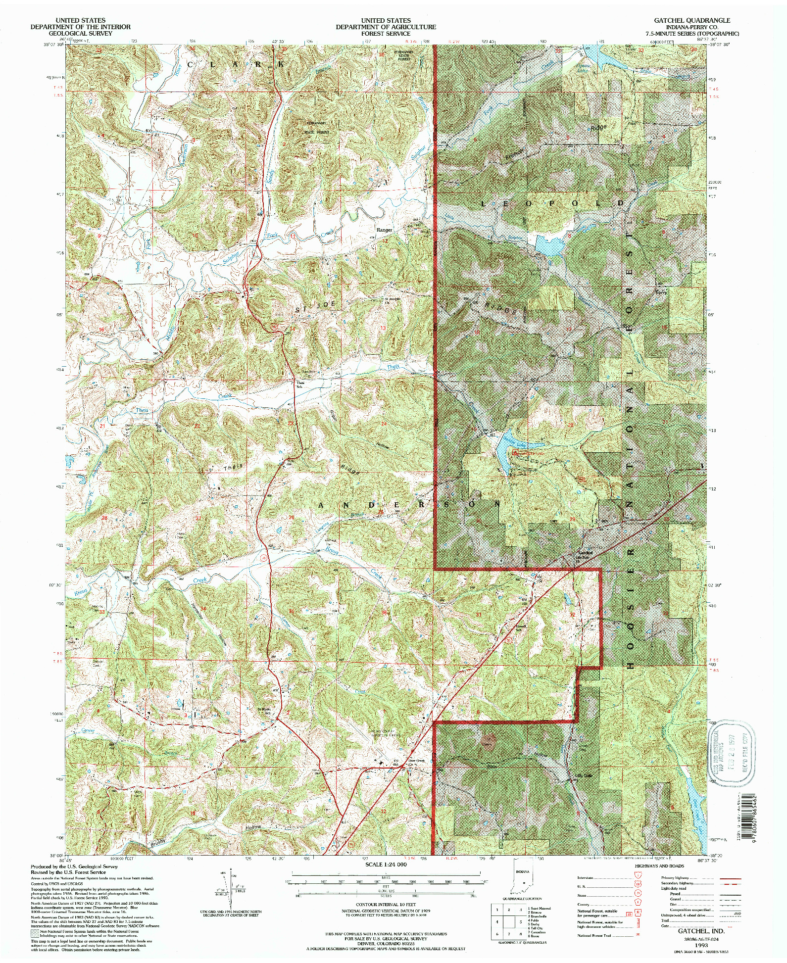 USGS 1:24000-SCALE QUADRANGLE FOR GATCHEL, IN 1993