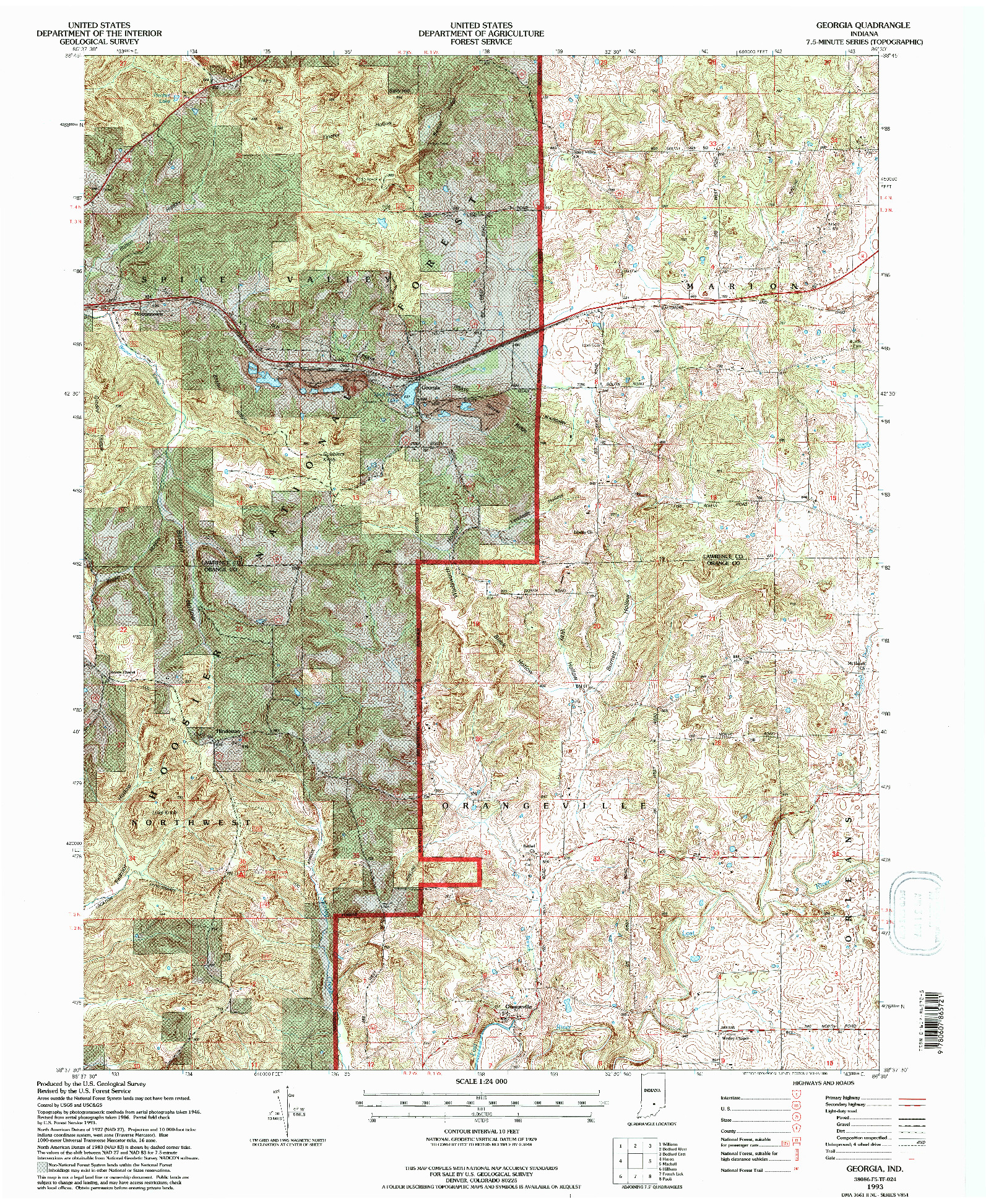 USGS 1:24000-SCALE QUADRANGLE FOR GEORGIA, IN 1993