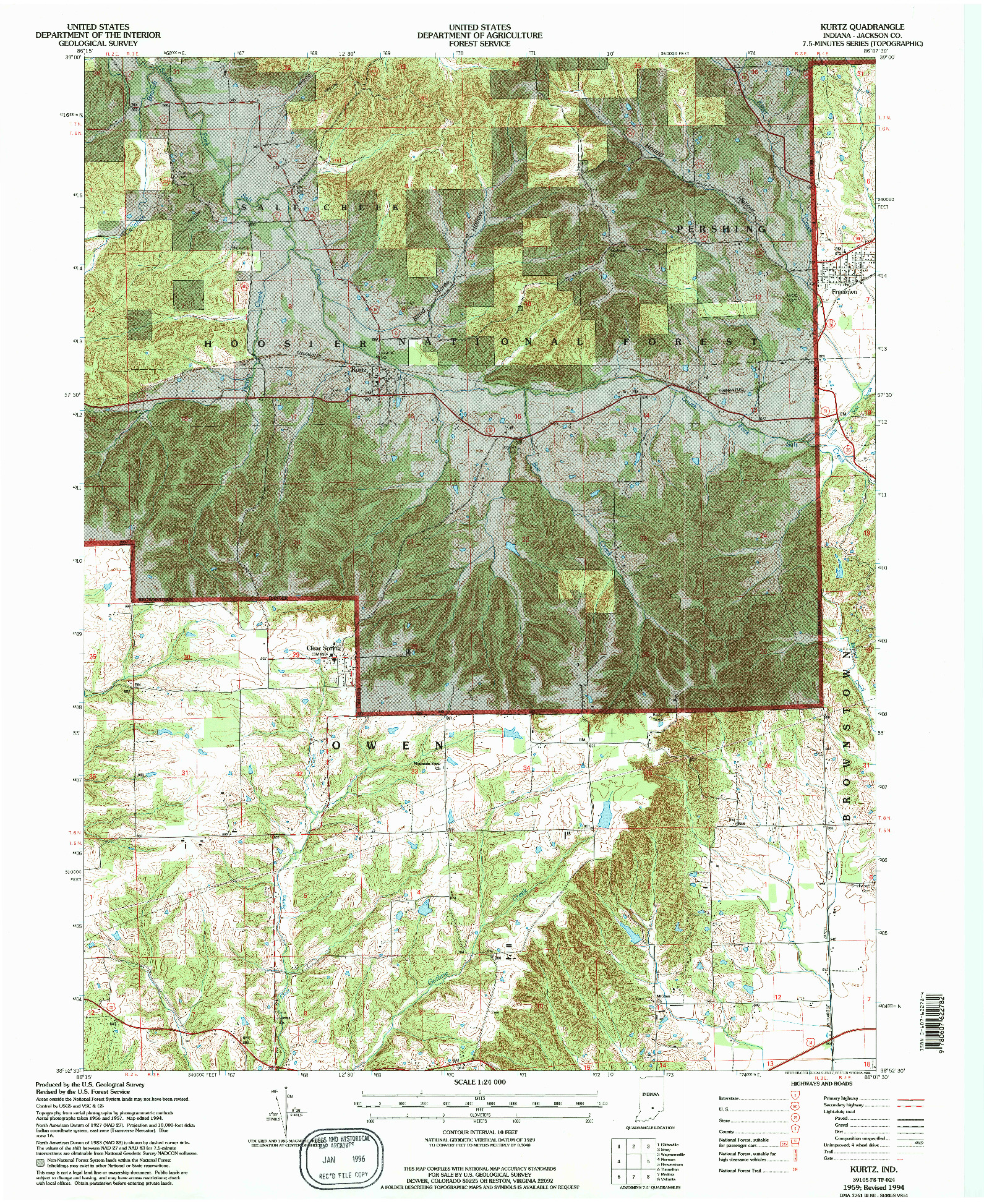 USGS 1:24000-SCALE QUADRANGLE FOR KURTZ, IN 1959