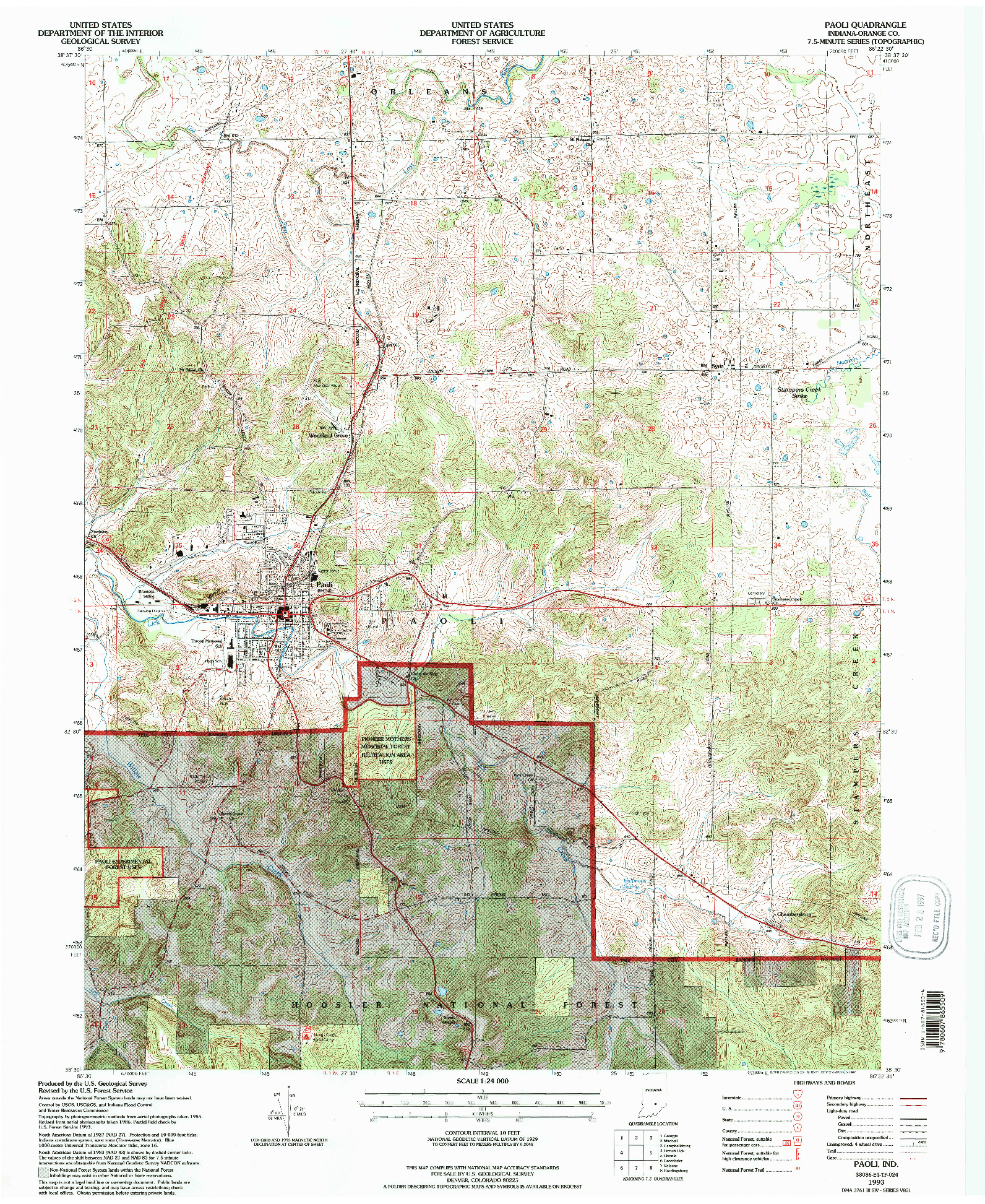 USGS 1:24000-SCALE QUADRANGLE FOR PAOLI, IN 1993