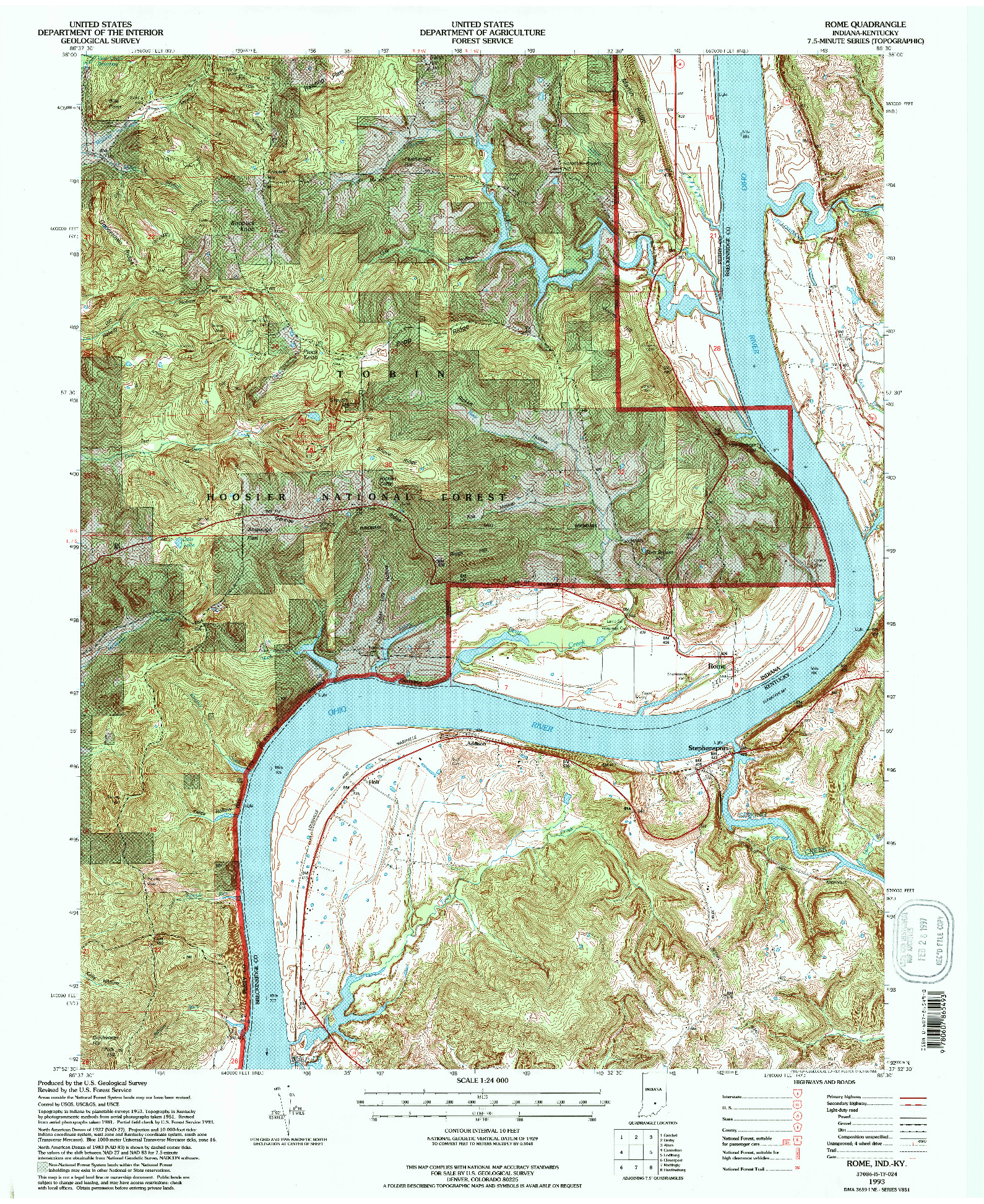 USGS 1:24000-SCALE QUADRANGLE FOR ROME, IN 1993